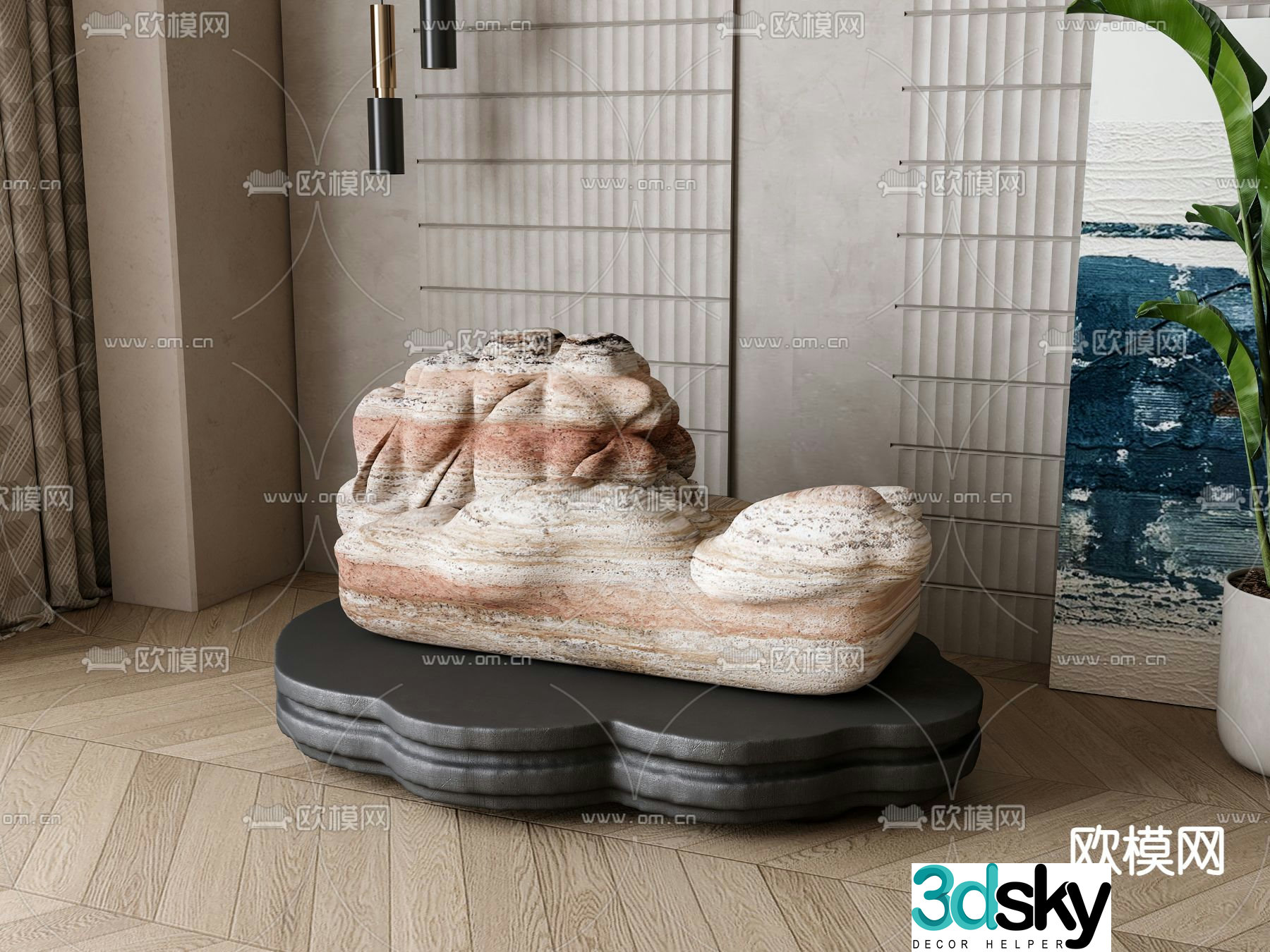 New Chinese style rockery landscape stone stone ornaments 3D model