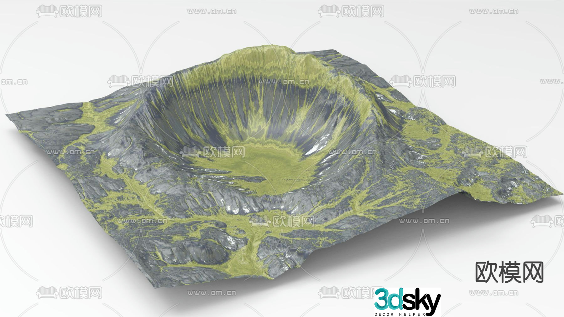 Mountain landform valley basin 3D model