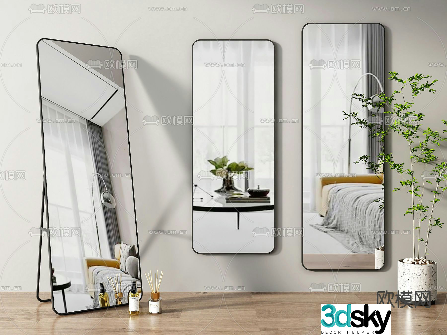 Mirror Dressing Mirror Flooring Mirror Full-body Mirror 3D Model