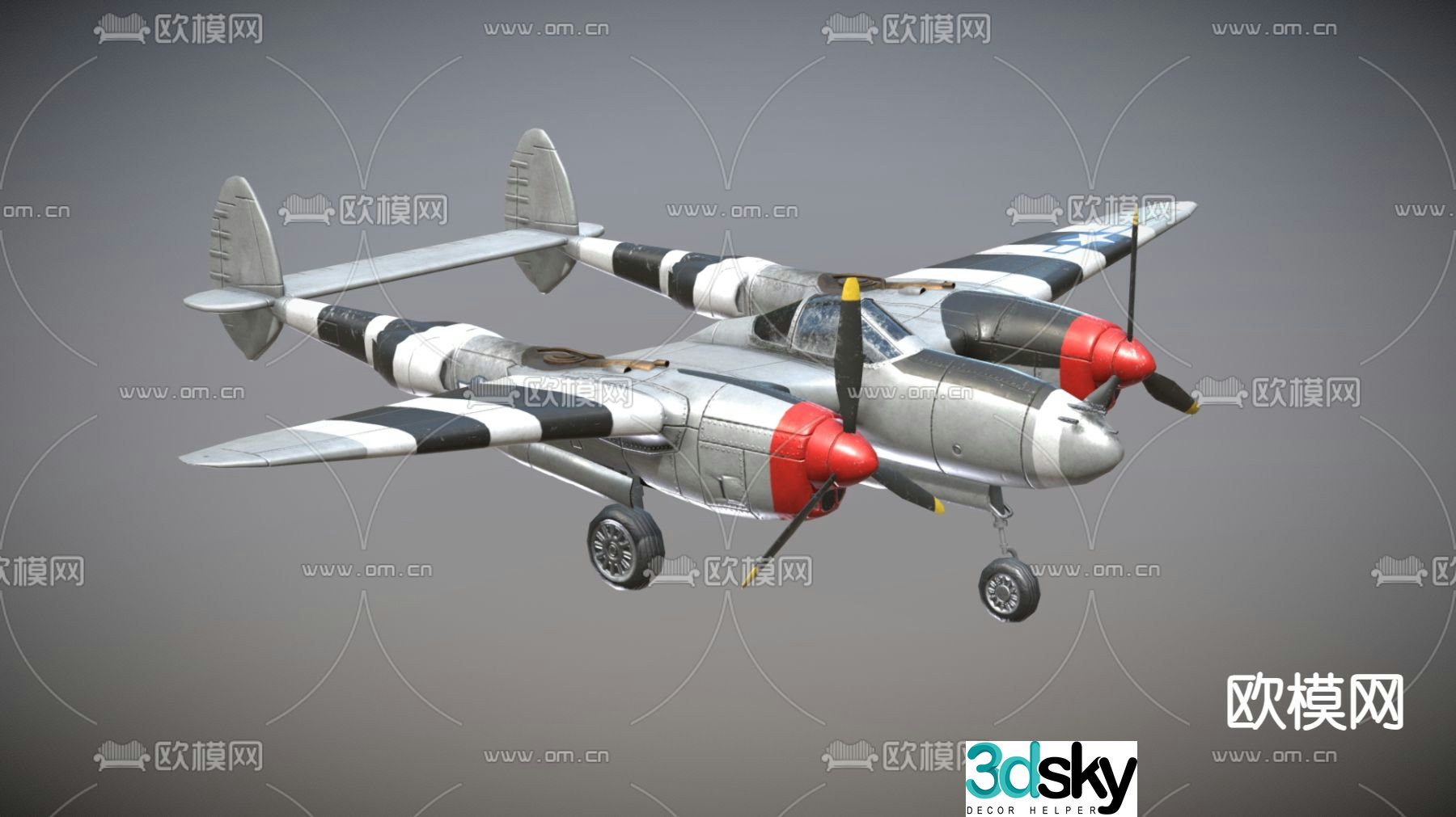 WWII American heavy fighter 3d model