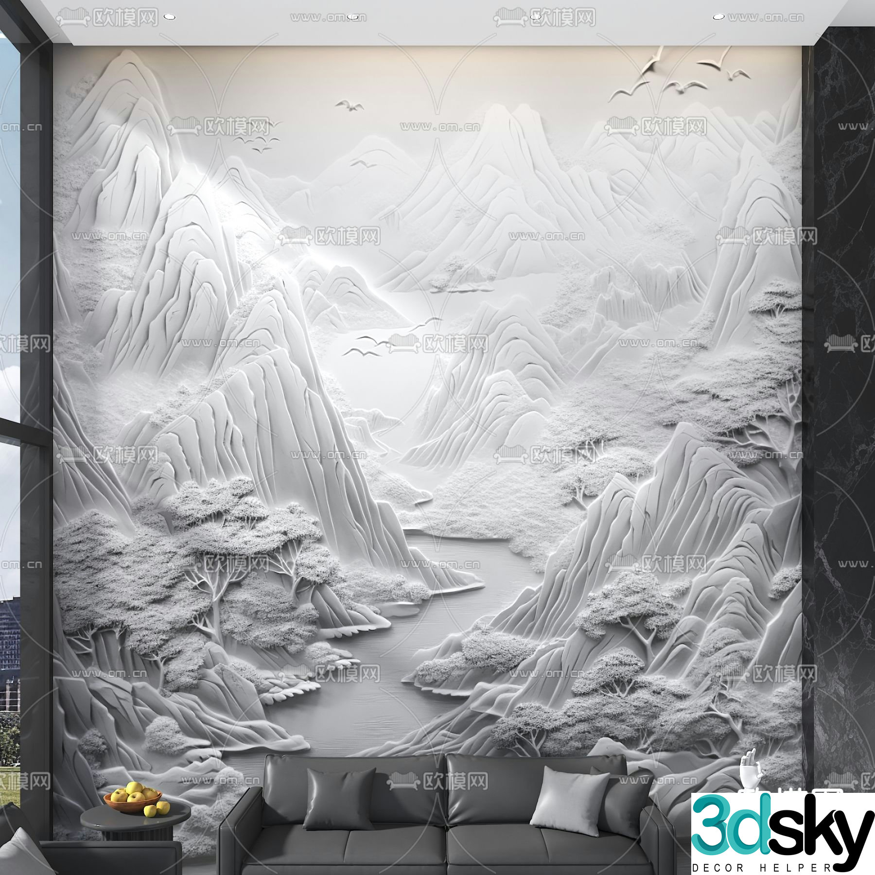 Landscape background wall modeling wall decorative wall 3d model