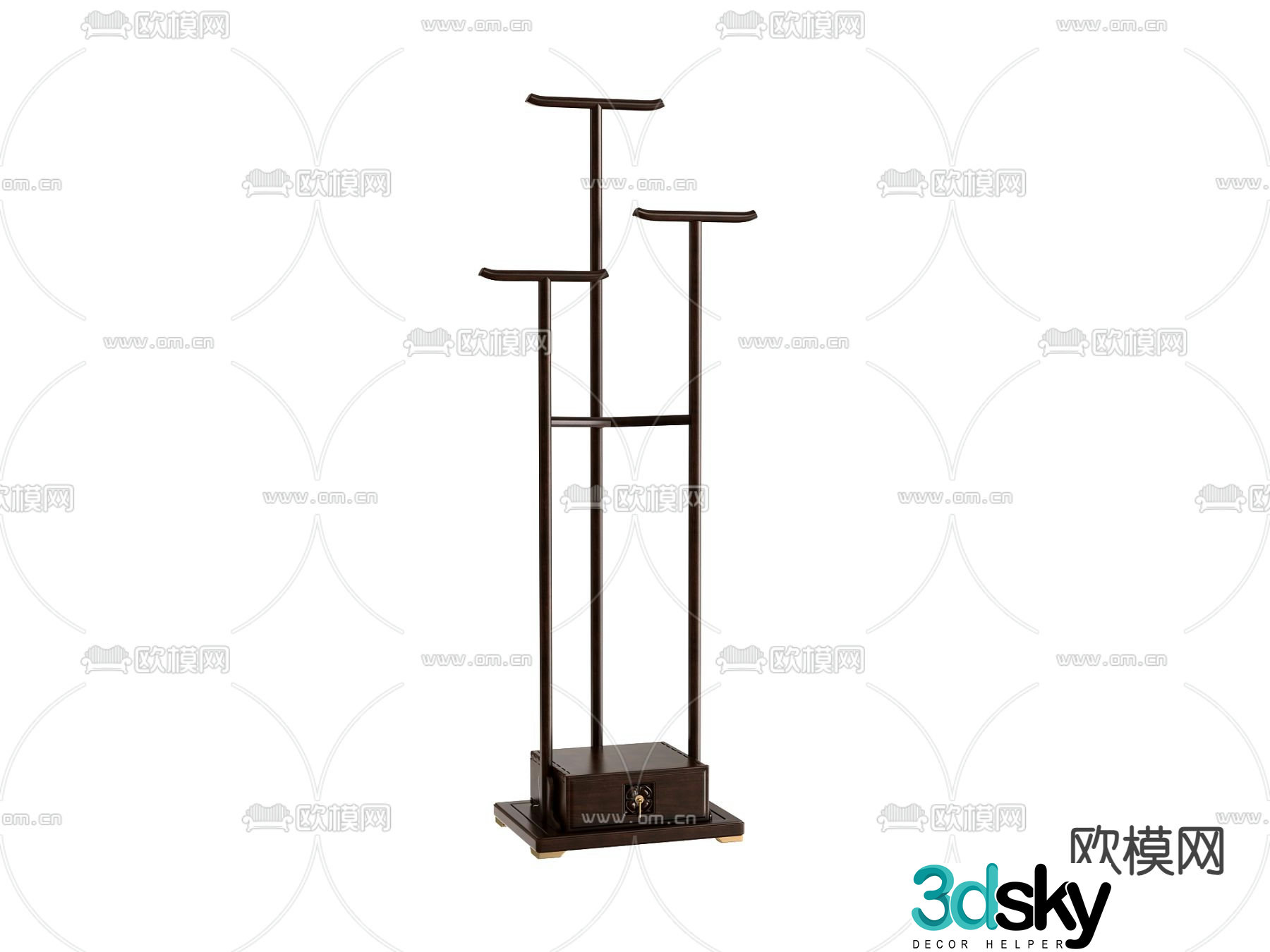 New Chinese style clothes hanger floor hanger 3D model