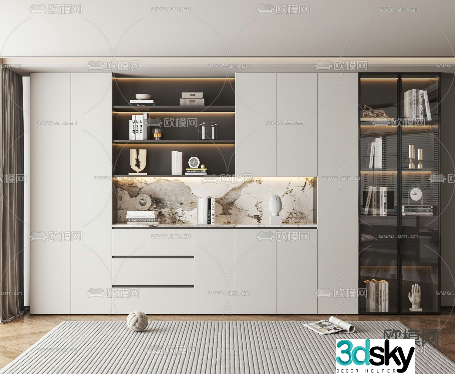 Modern decorative cabinet shelf 3D model