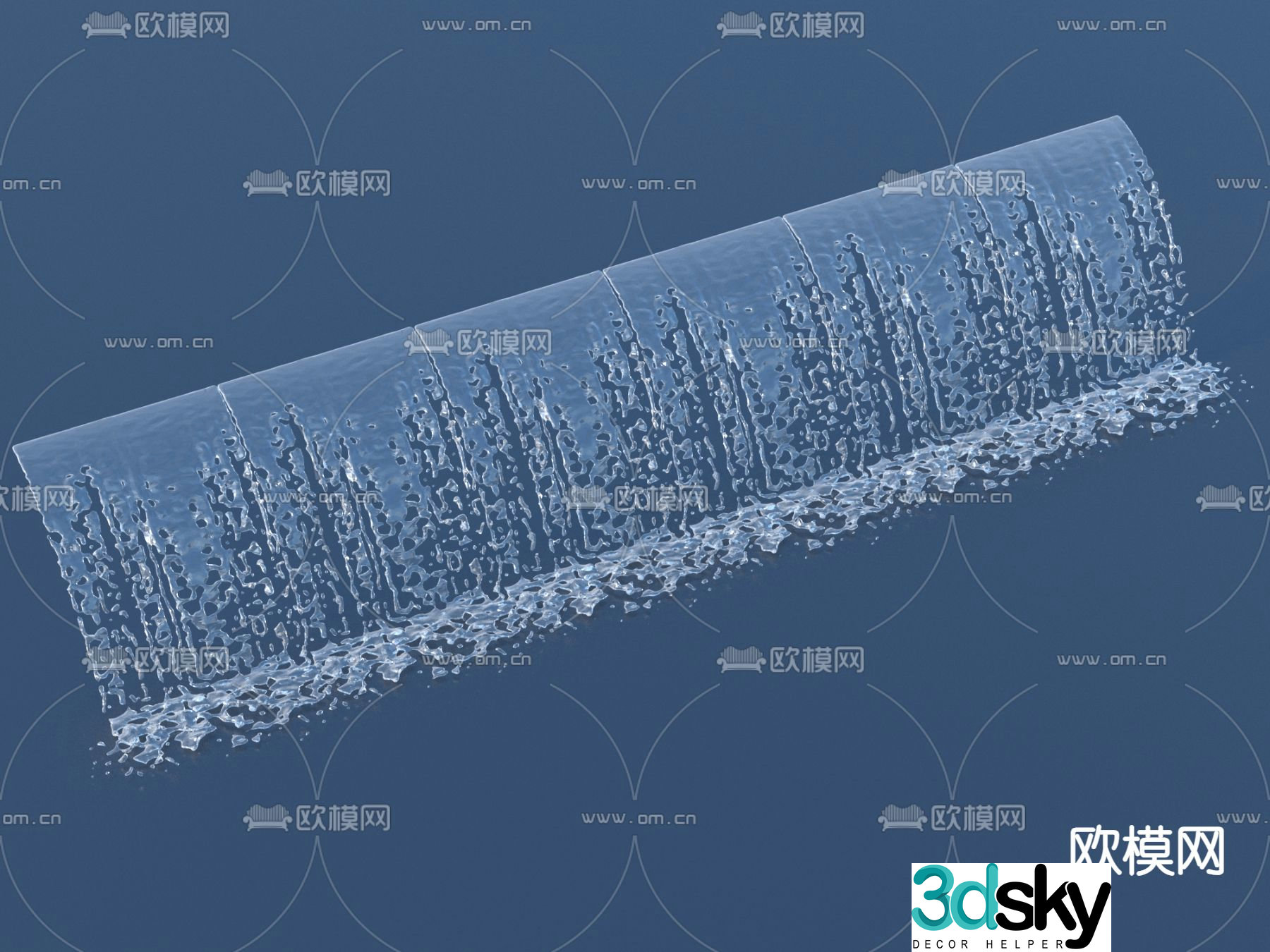 Flowing water small waterfall waterscape 3d model
