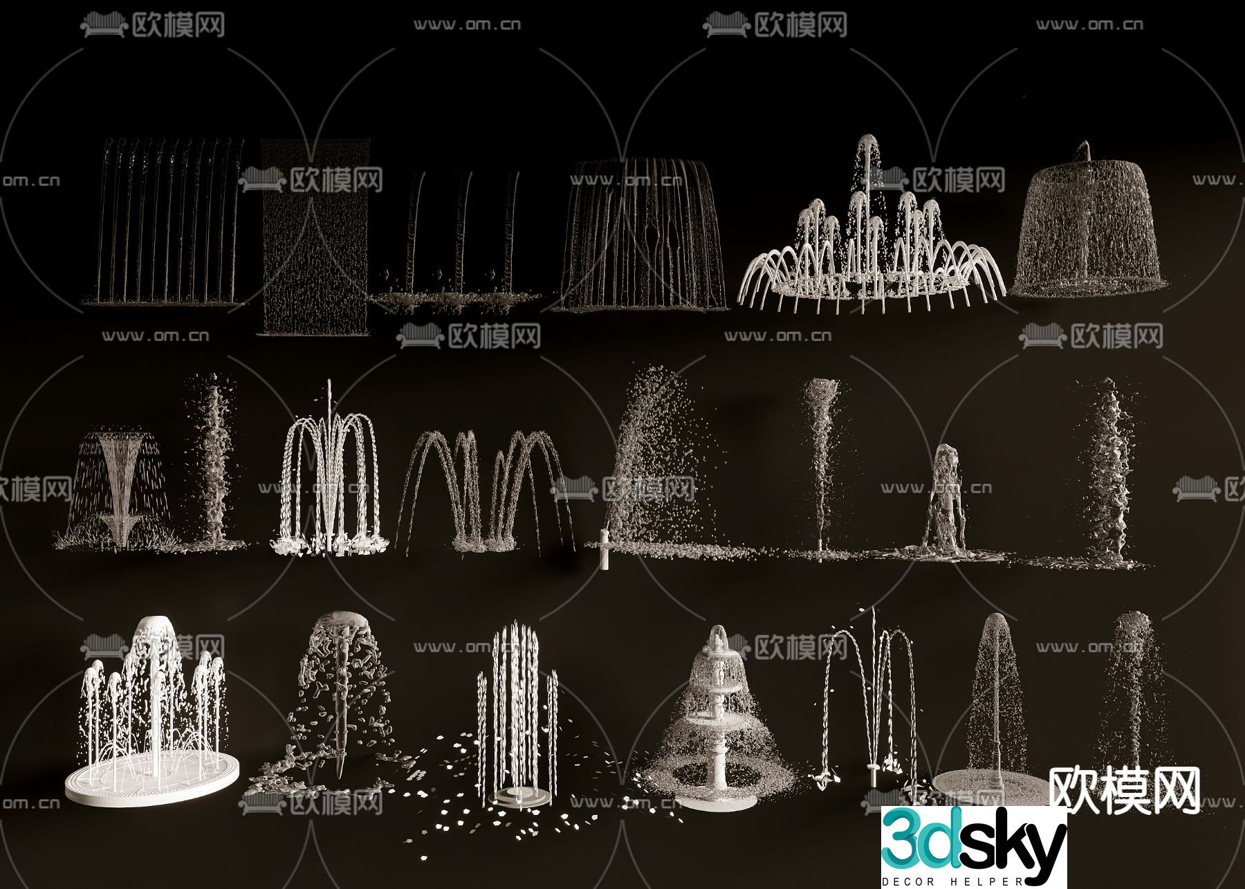 Waterscape fountain sketch 3d model