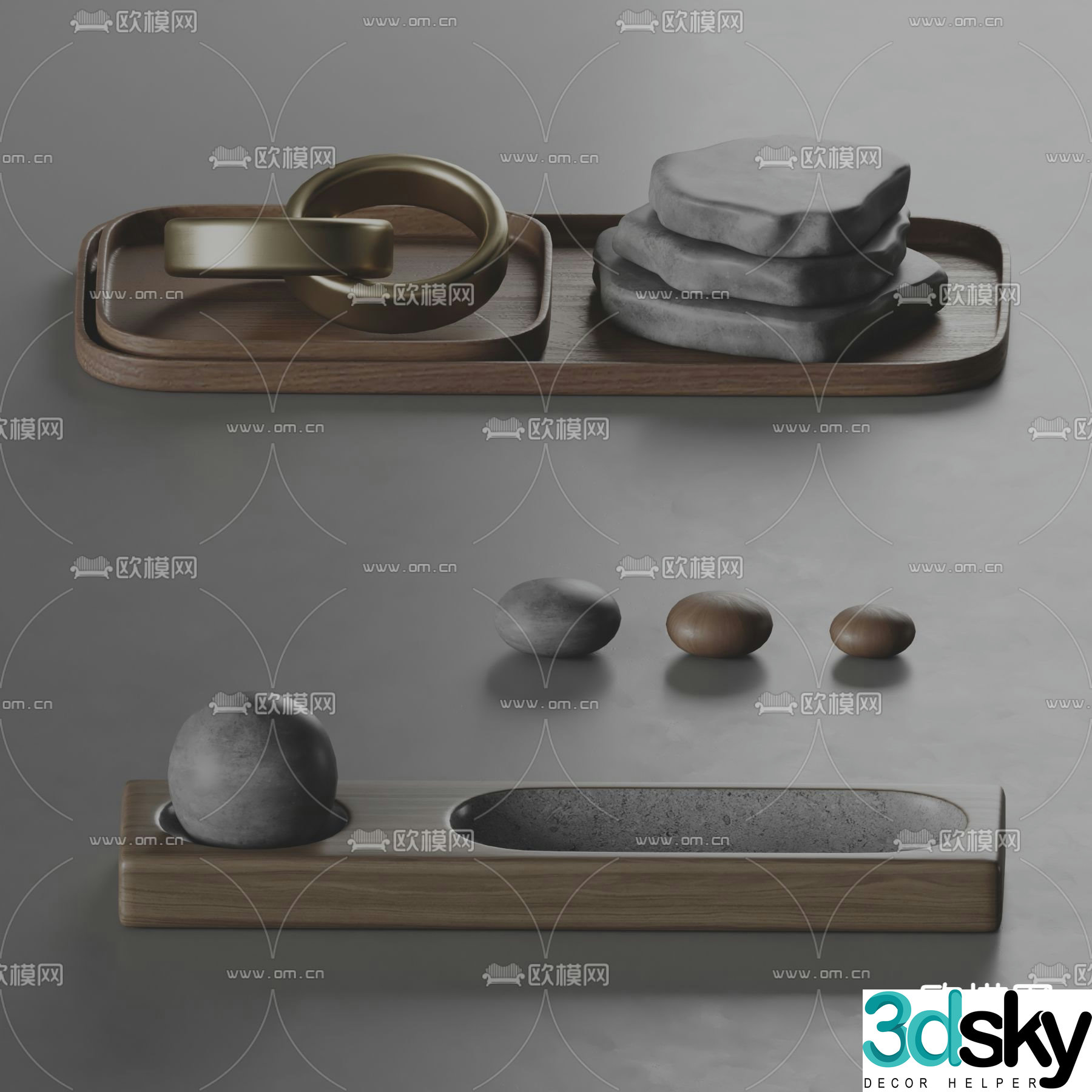 CB2 stone ornaments Zen ornaments 3D model