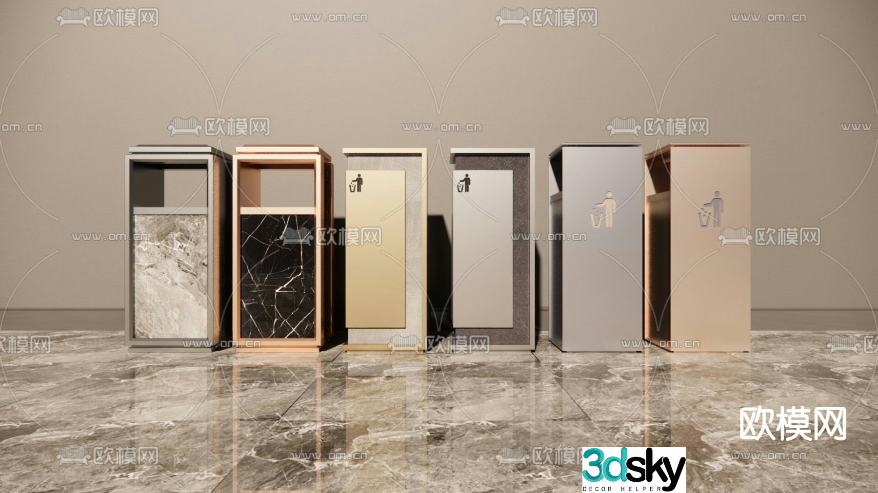 Hotel trash can indoor trash can 3d model