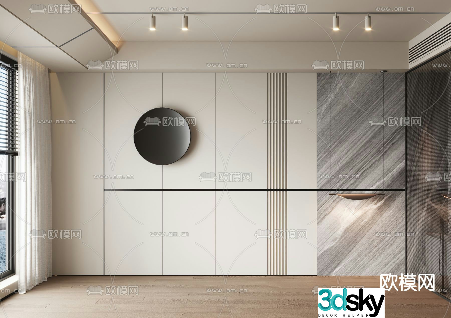 Bedside background wall 3d model