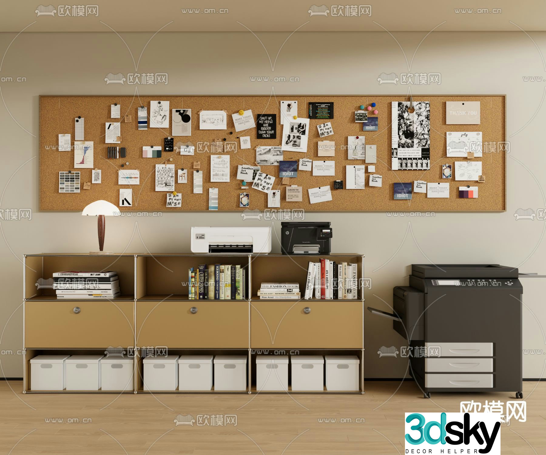 File cabinet printer office supplies 3d model
