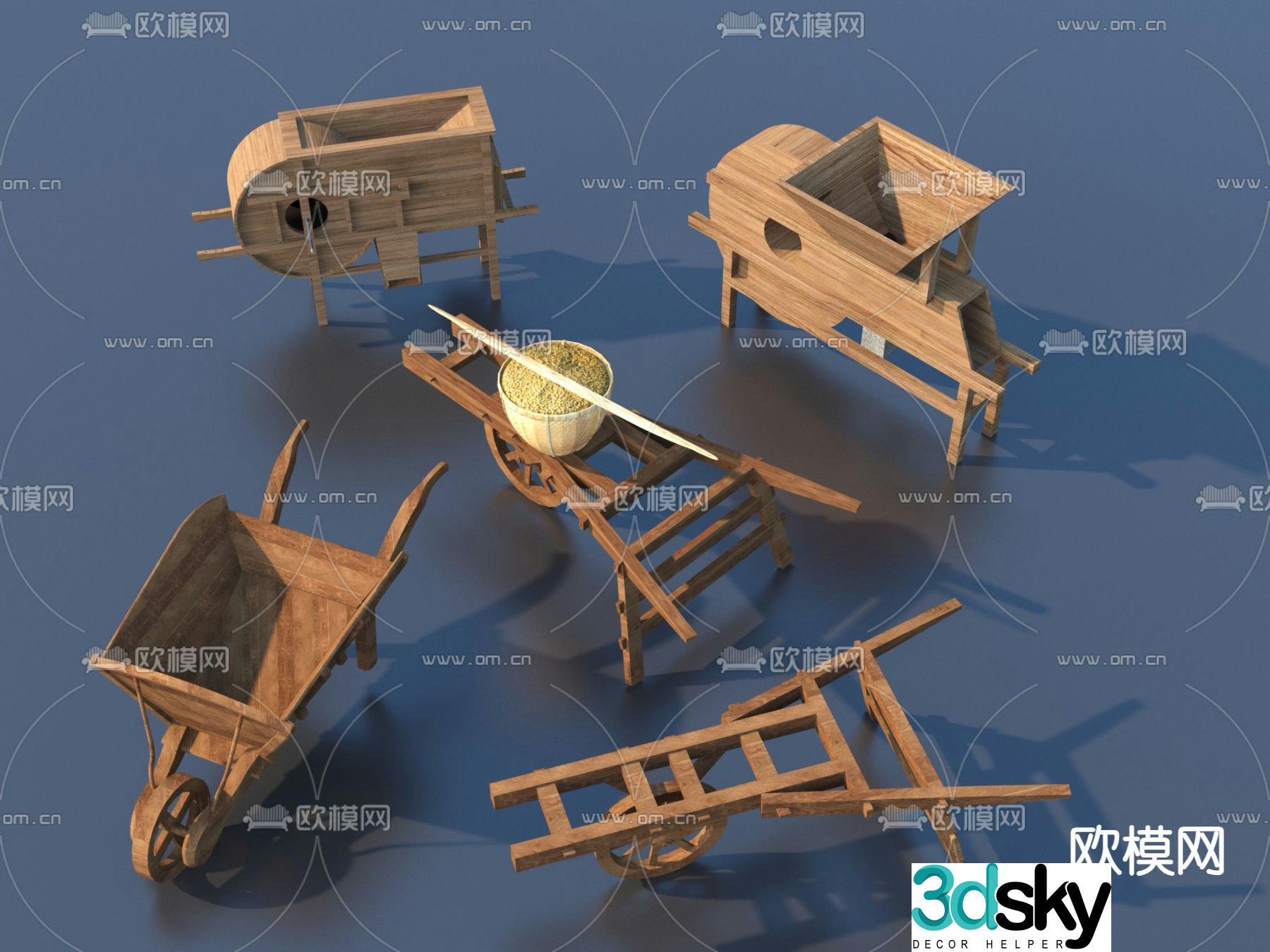 Farming sketches farm tools wheelbarrow 3D model