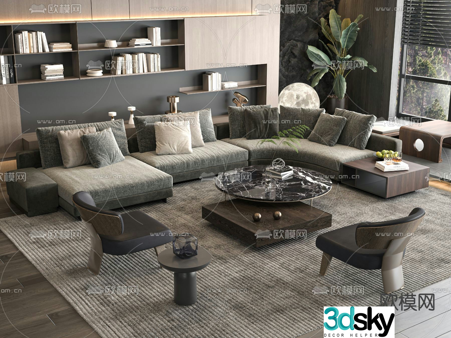 Fabric sofa modular sofa 3d model