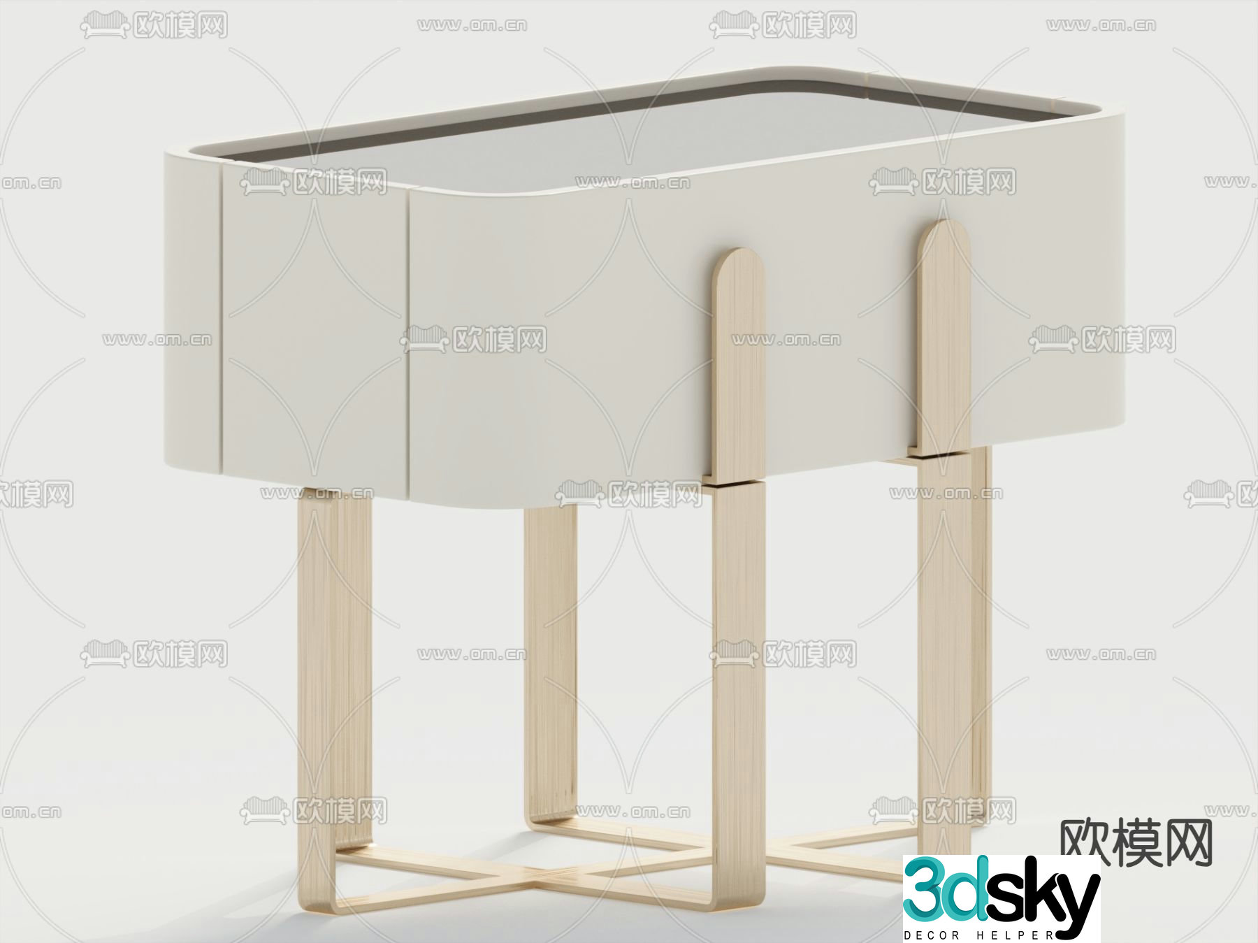 Light luxury bedside table 3D model