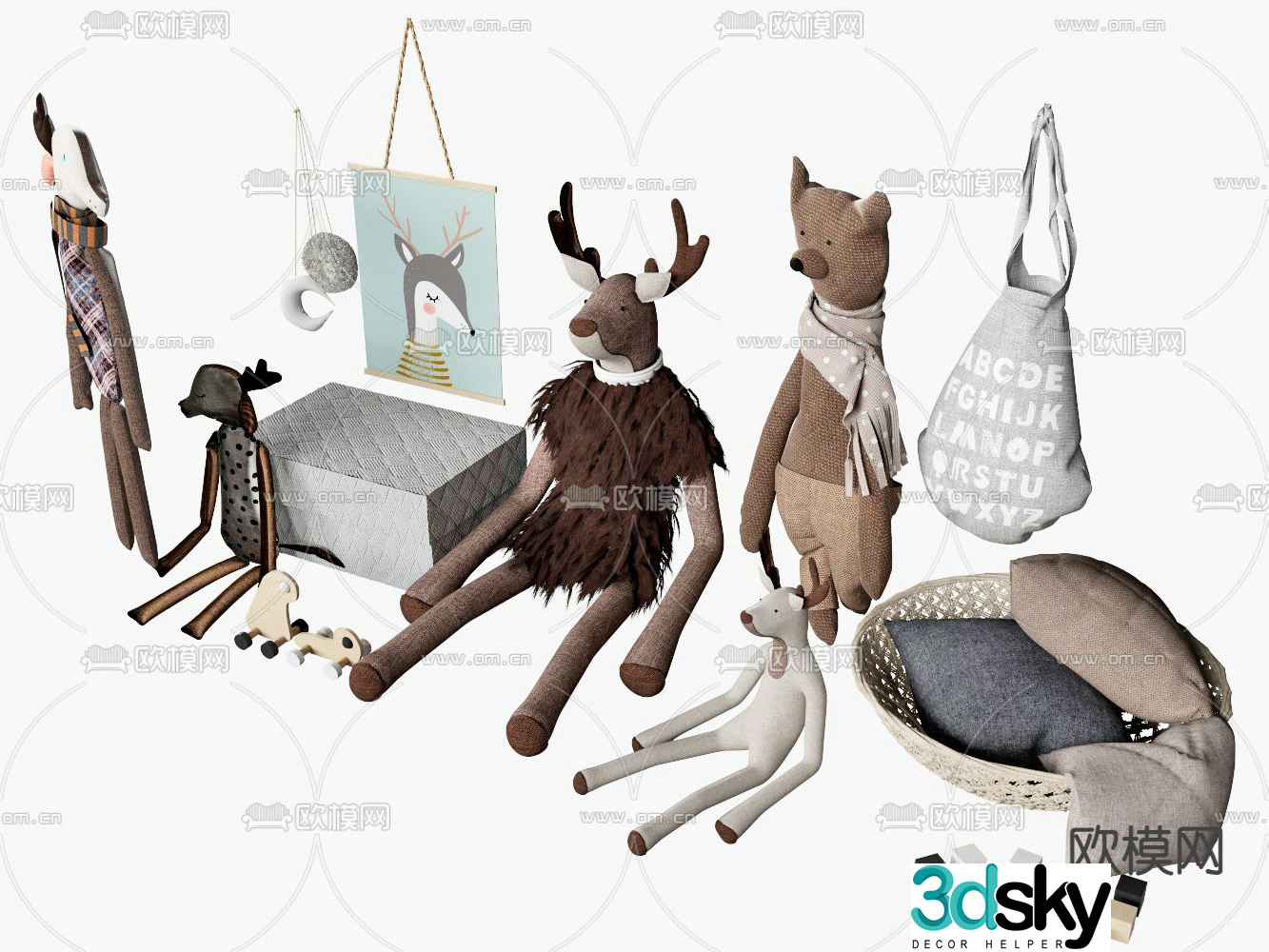 Plush toy ragdoll doll 3d model