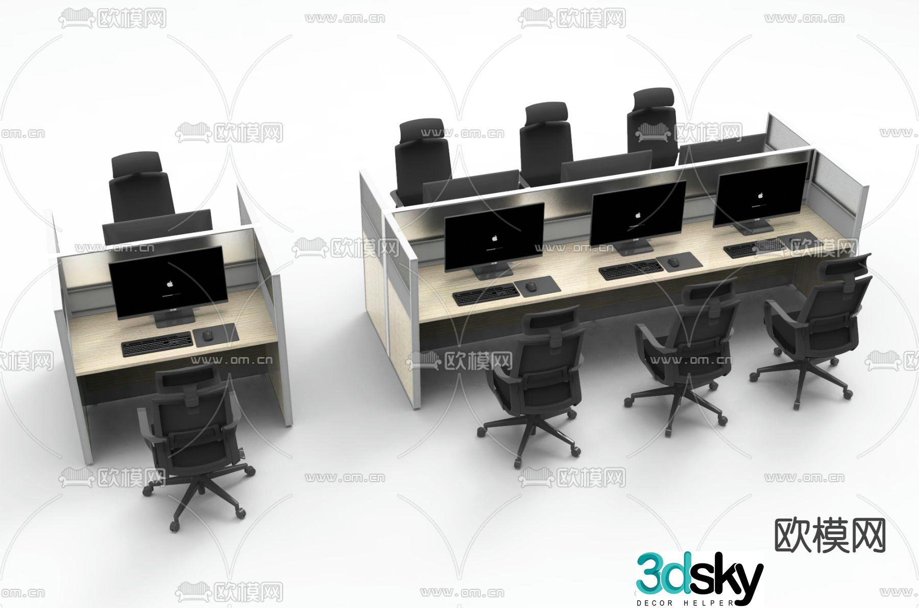 Card space desk workstation 3D model
