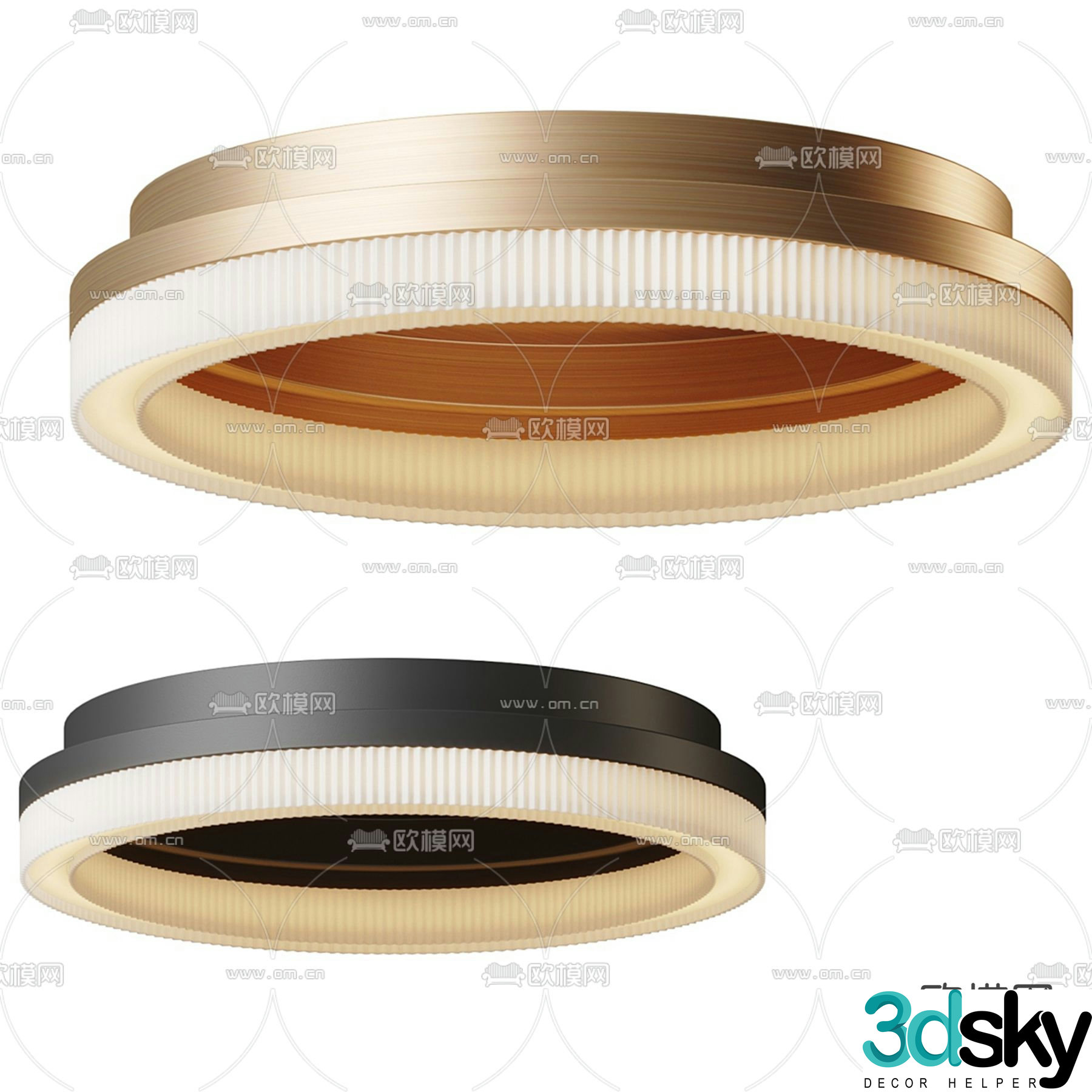 Light luxury round ceiling lamp 3D model