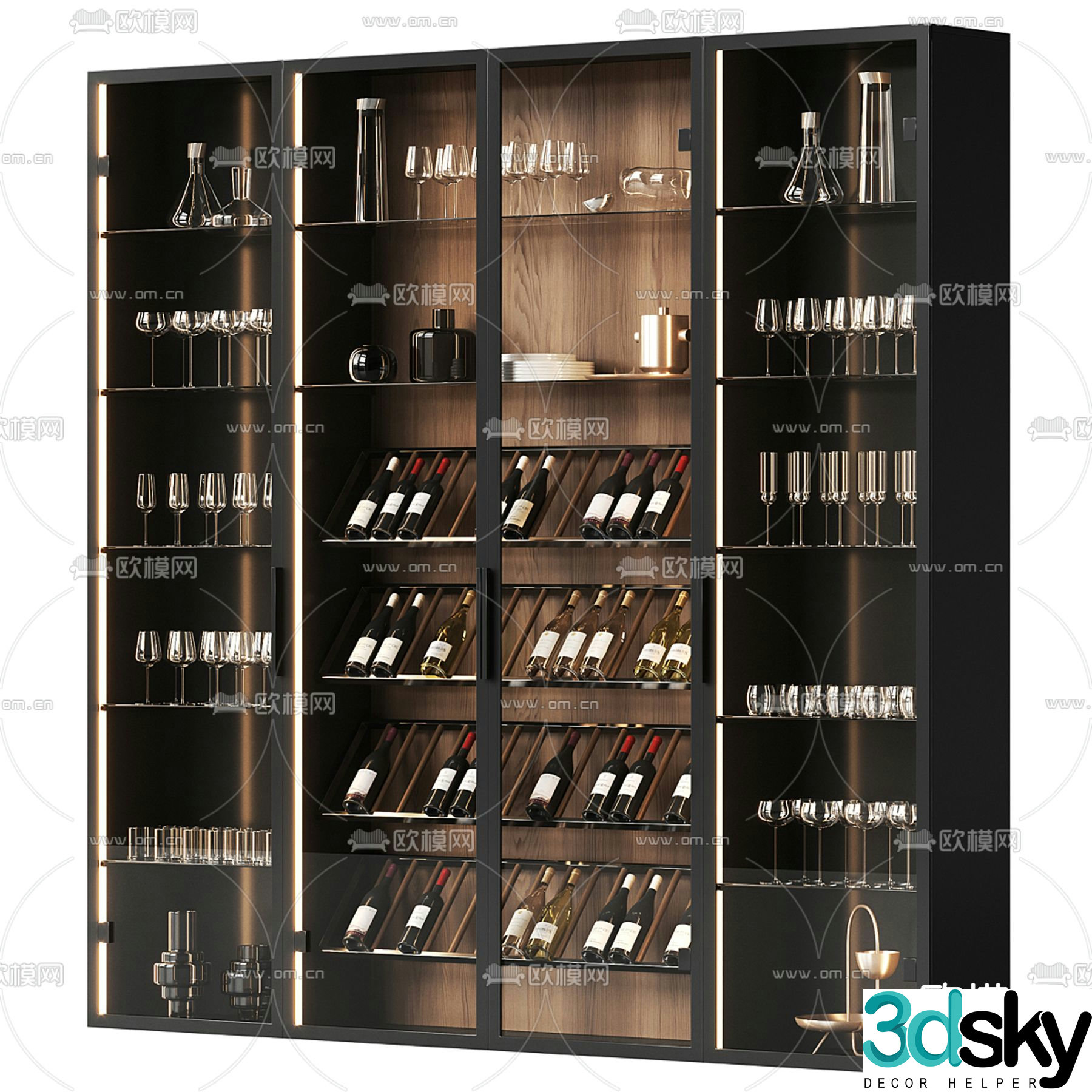 Wine Library Modern Wine Cabinet 3D Model
