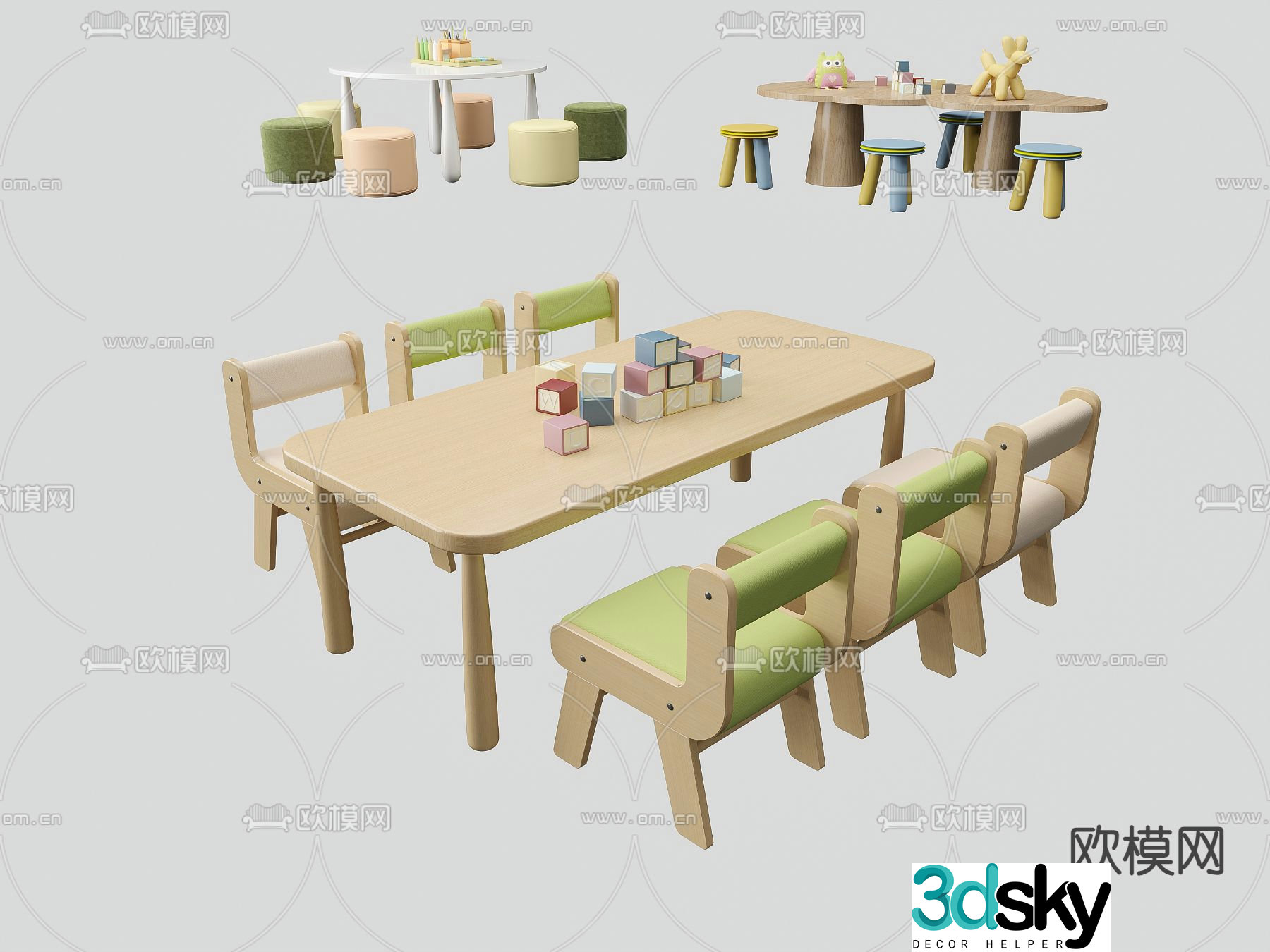 Children’s dining table and chairs 3d model