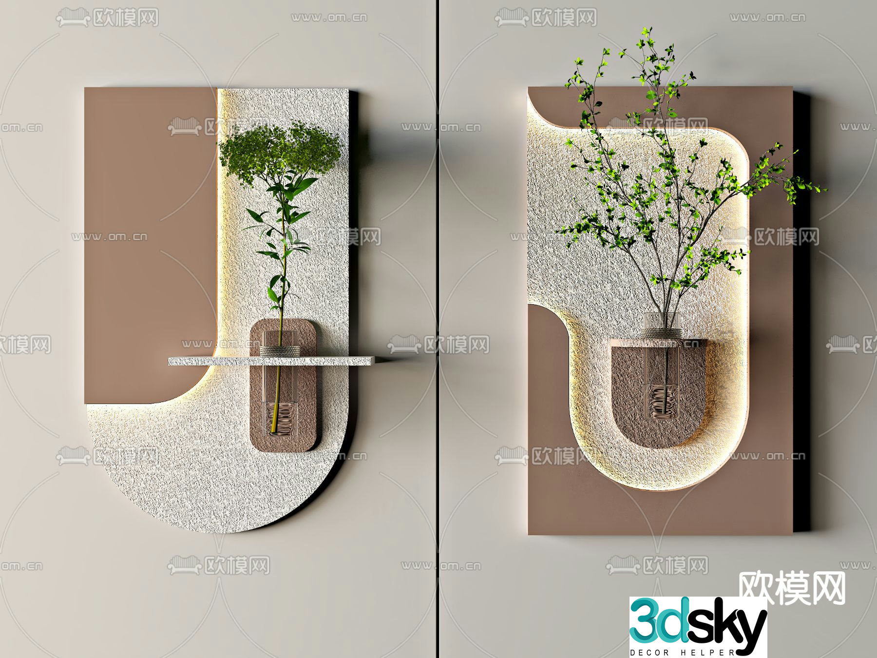 Three-dimensional wall decoration green plant hanging decoration 3D model