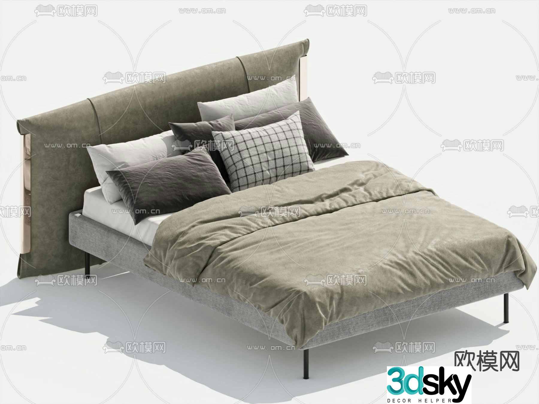 Modern double bed 3d model