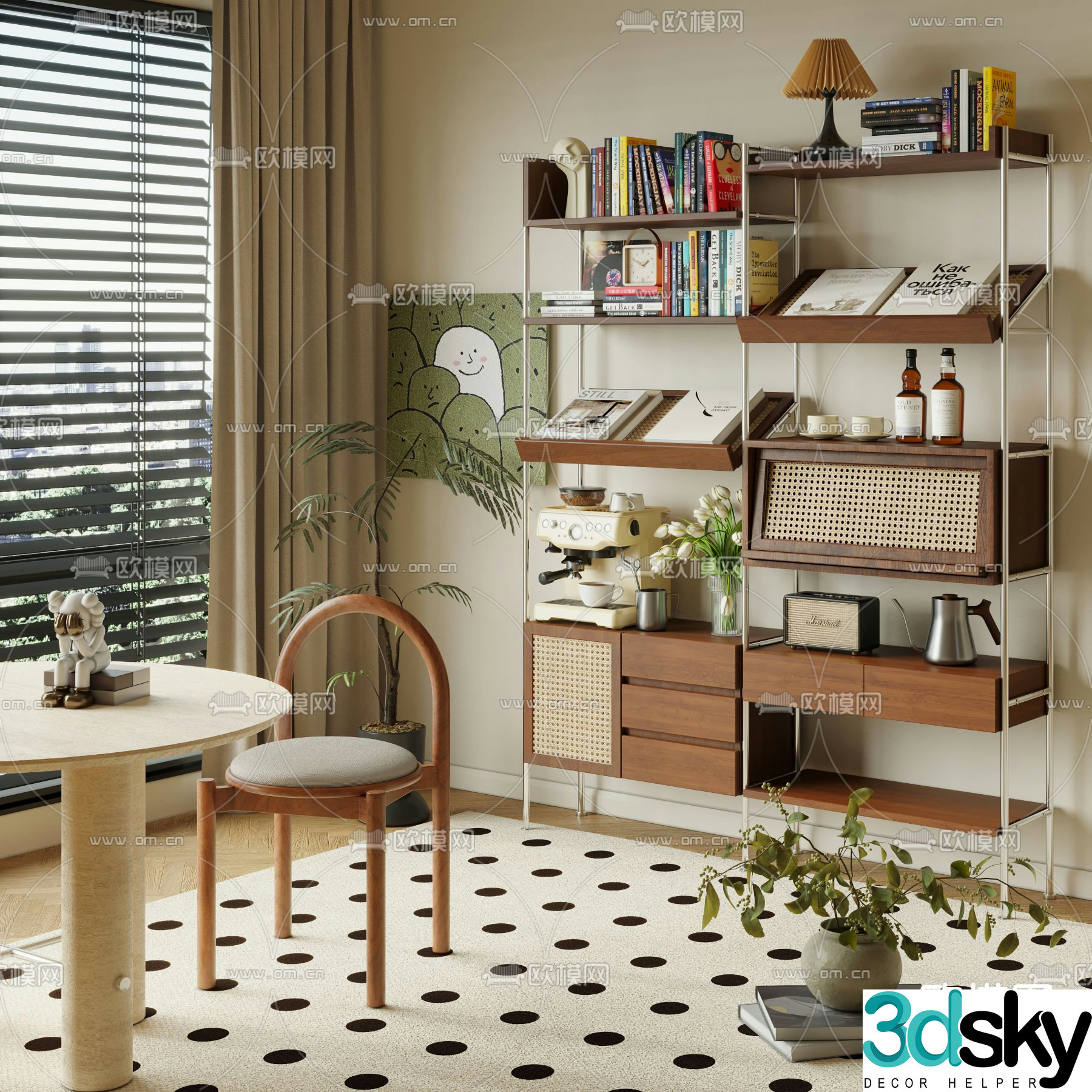 Middle-aged bookcase magazine cabinet 3d model