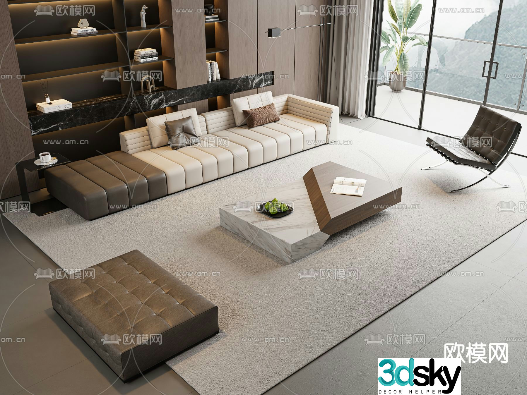 Modern sectional sofa 3d model