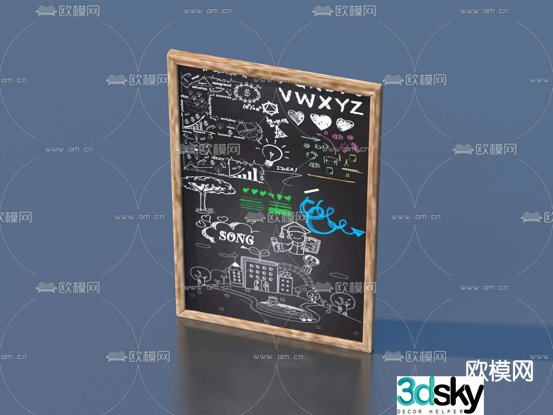 billboard shop sign blackboard 3d model