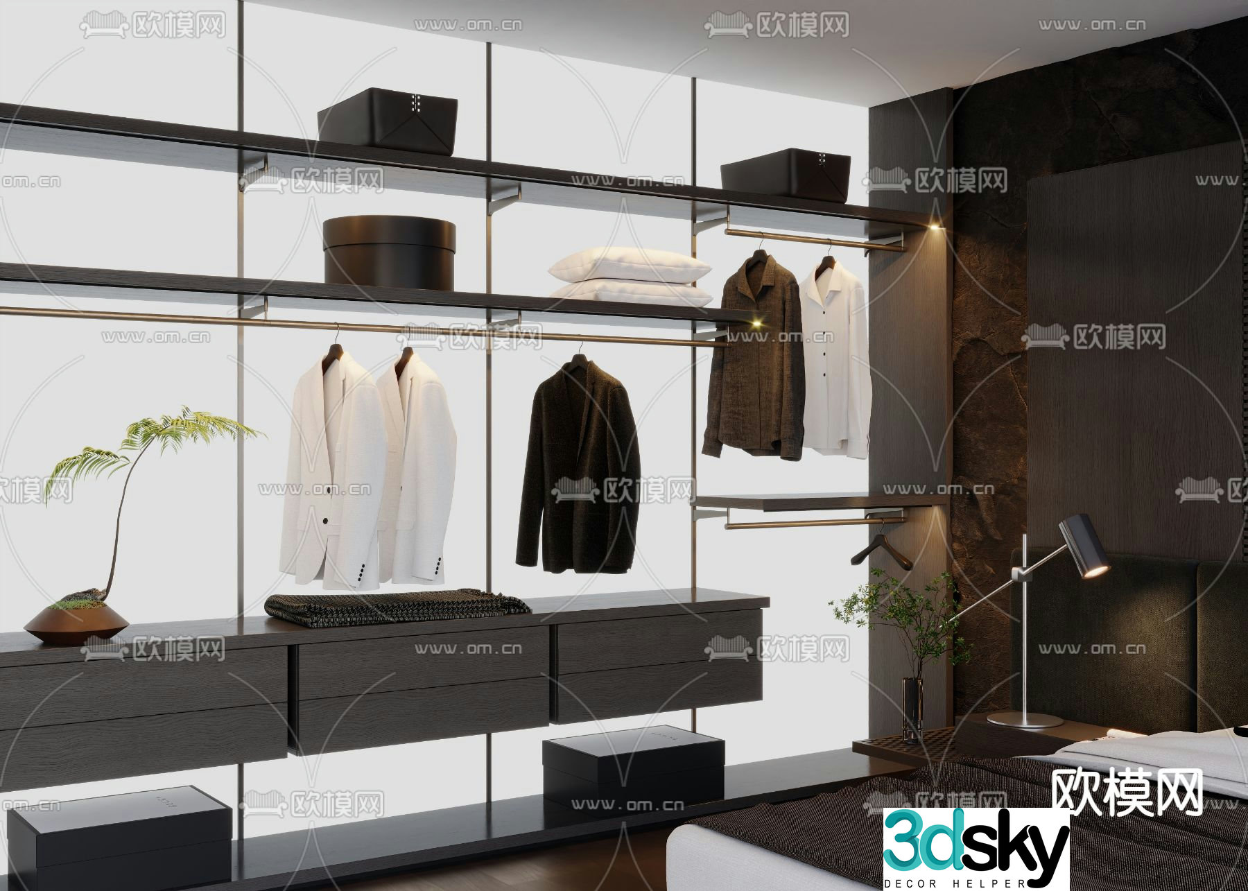 Doorless wardrobe open wardrobe 3d model
