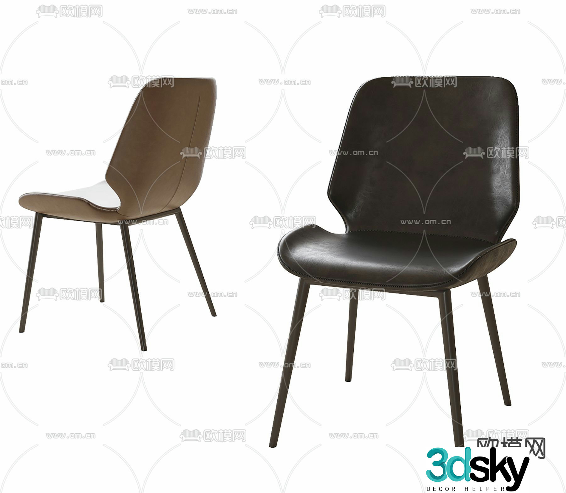 leather chair dining chair 3d model