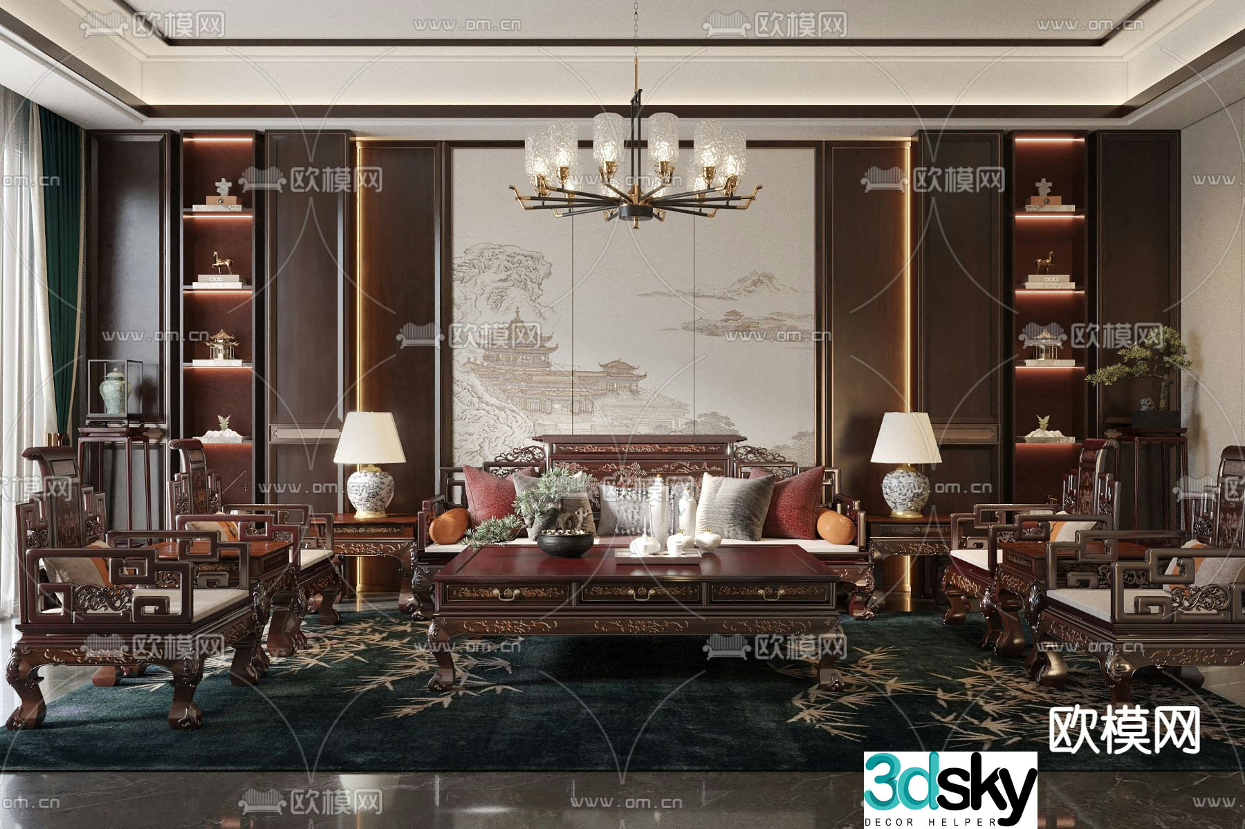 Chinese living room 3d model