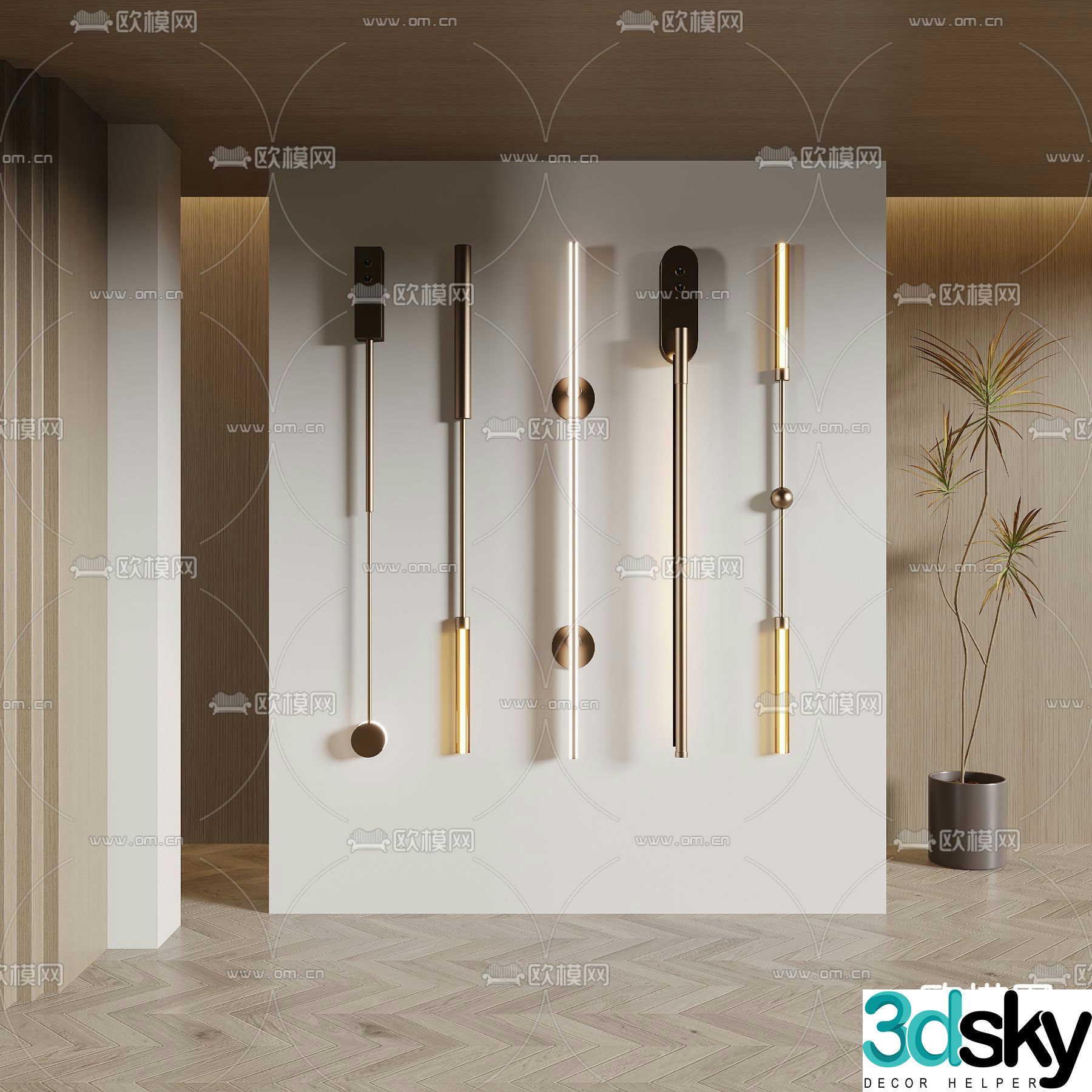 Light luxury style long wall lamp strip wall lamp 3d model