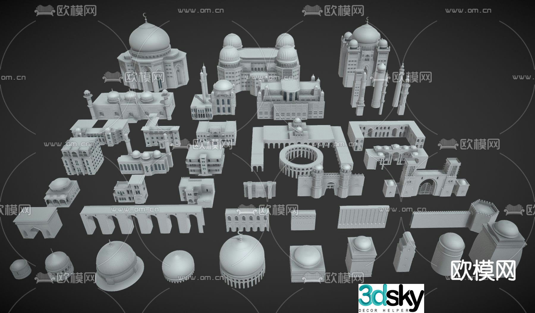 European style architecture Dome palace 3d model