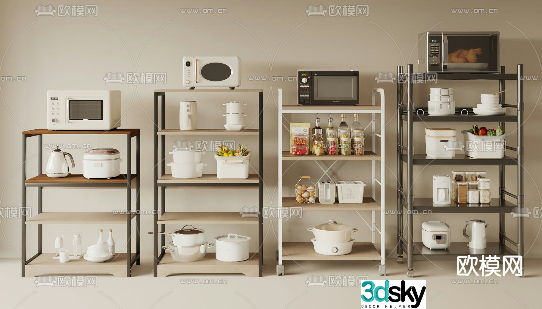 kitchen storage rack storage rack 3d model