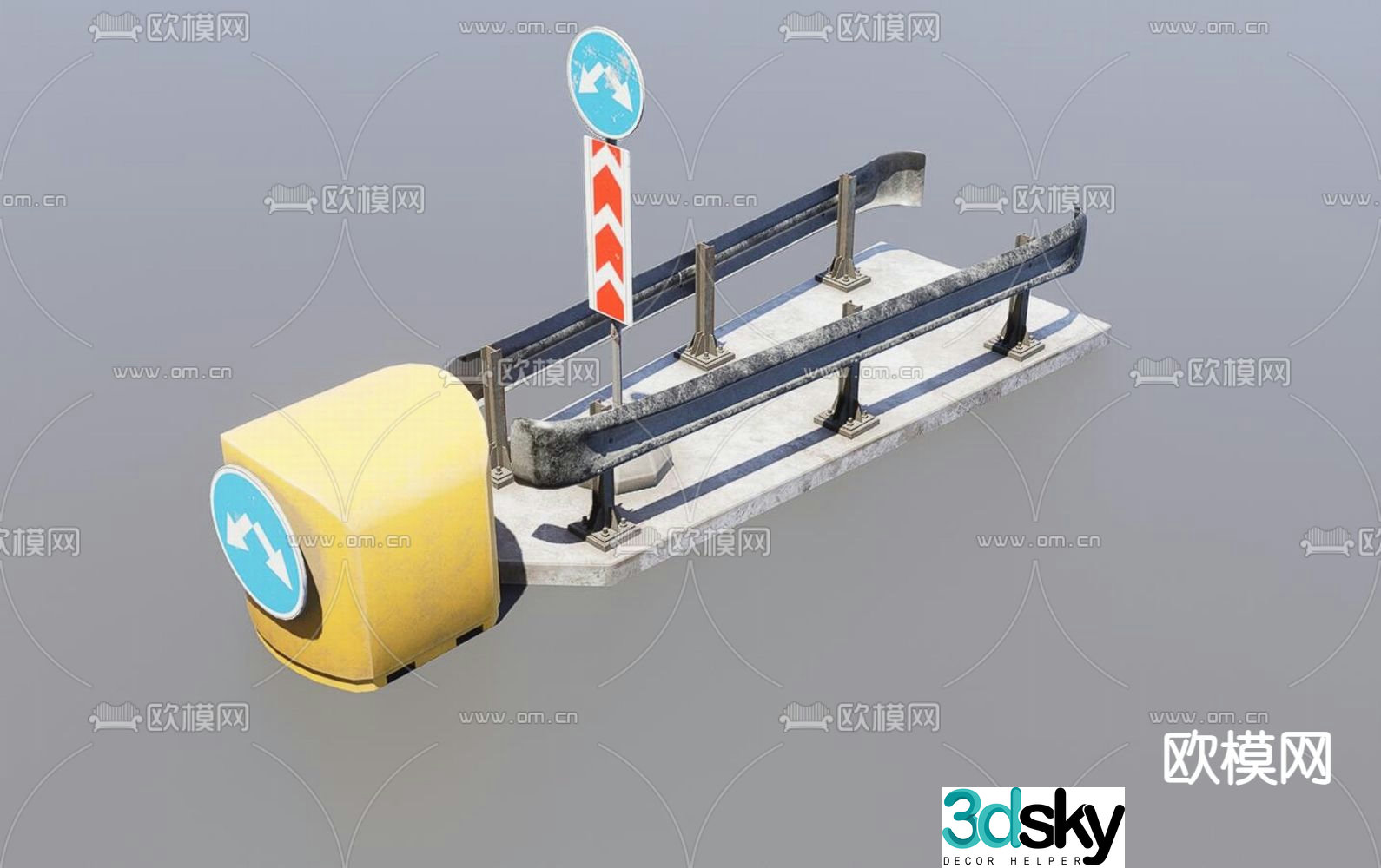 road safety barrier roadblock 3d model
