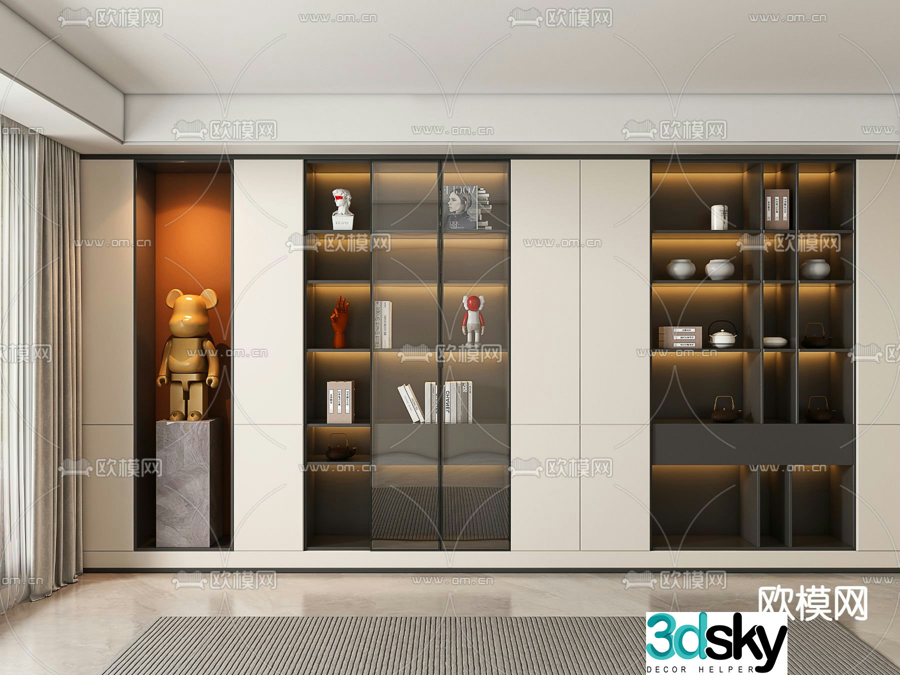 Bookcase display cabinet 3d model