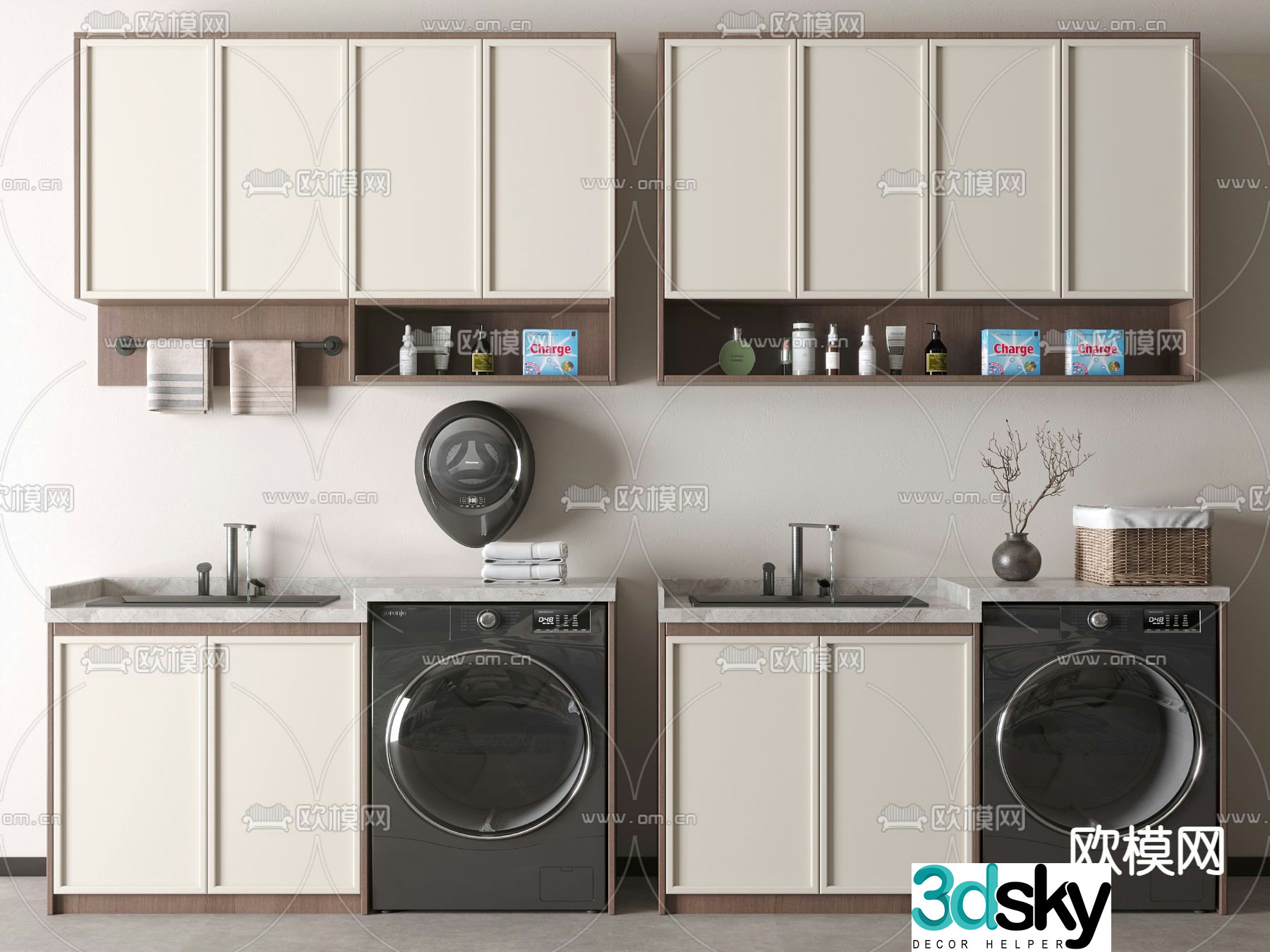Balcony cabinet washing machine cabinet 3d model