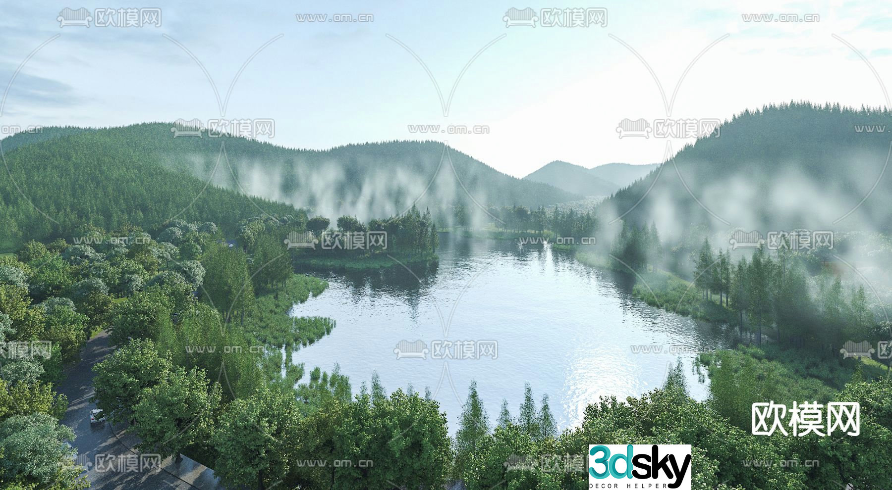 Garden landscape waterfront landscape 3d model