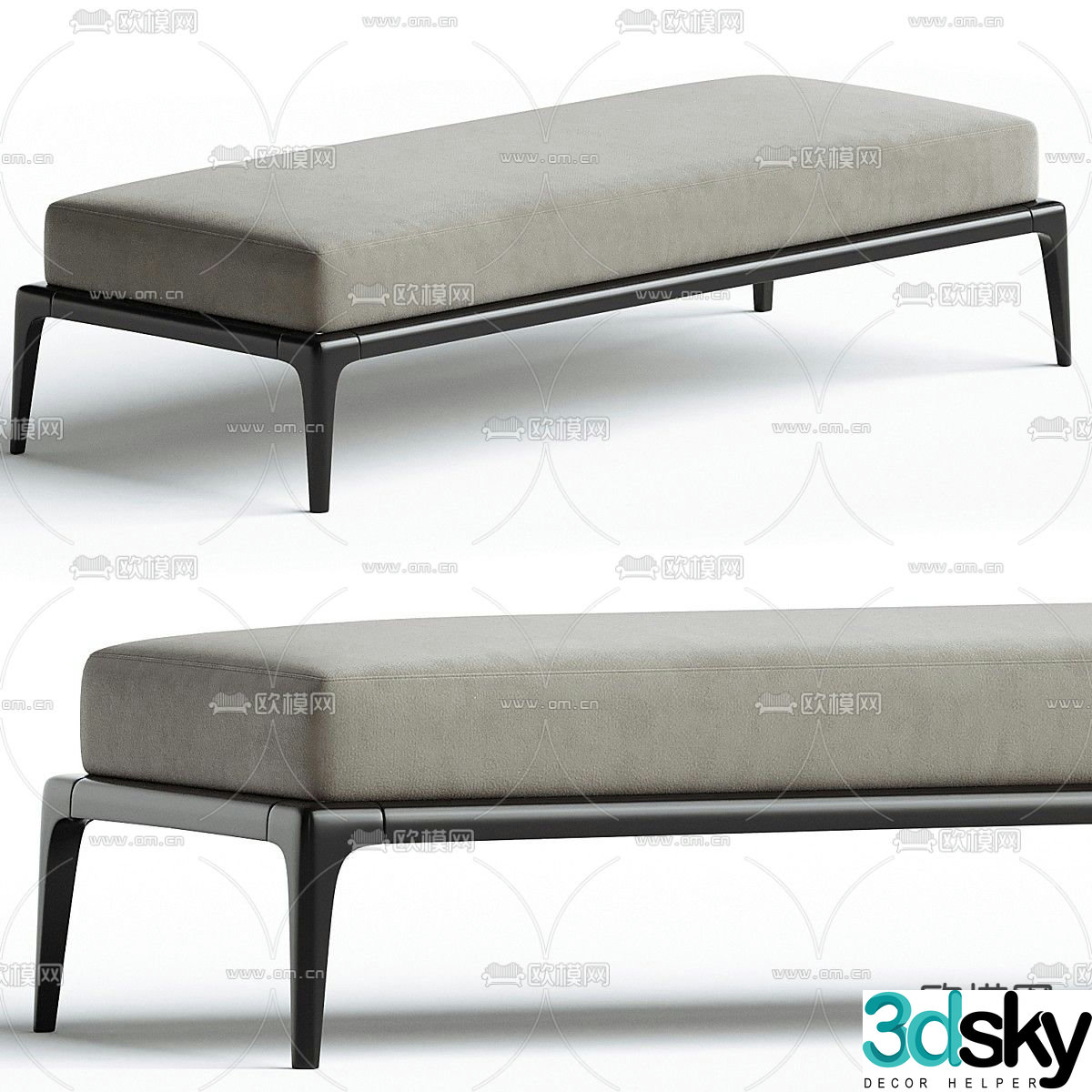 Poliform PARK fabric bed end stool 3d model