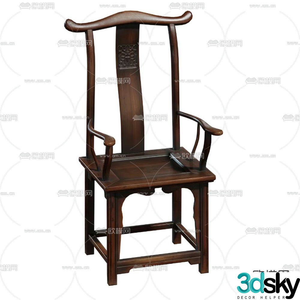 New Chinese style chair Taishi chair 3d model