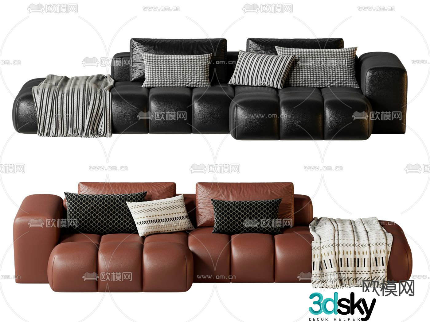 Italian minimalist sofa double sofa 3d model