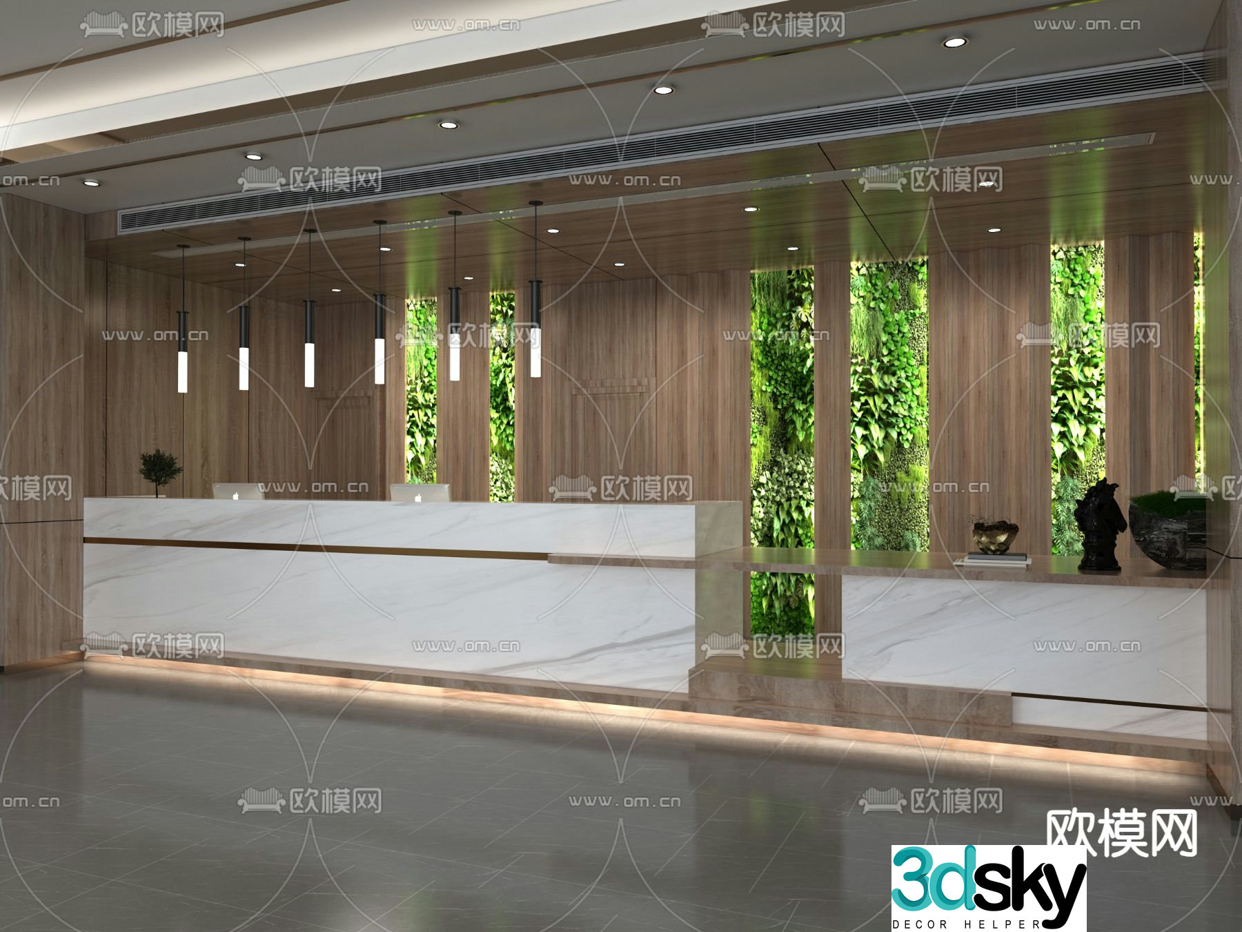 Modern front desk reception desk service desk 3d model