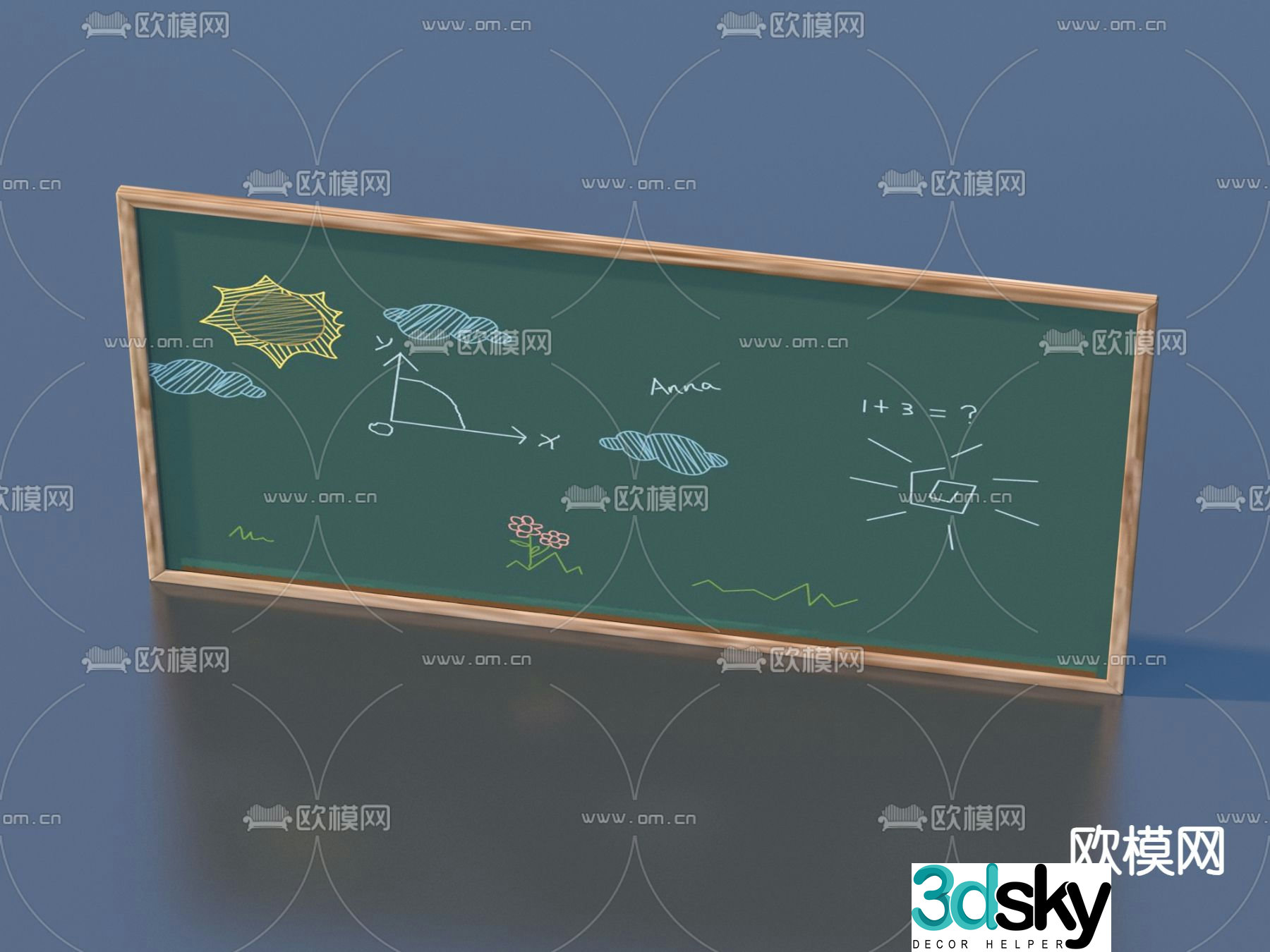 blackboard graffiti wall chalk drawing 3d model