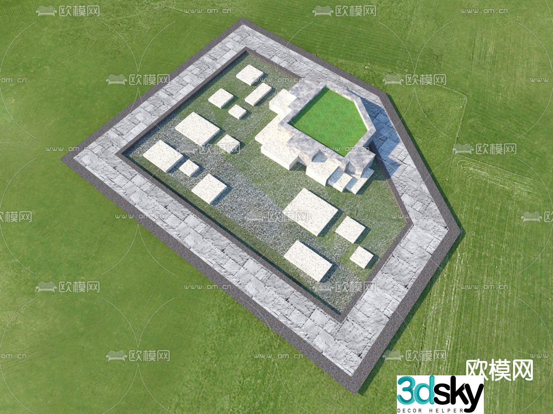 Garden Road Paving Tingbu Bluestone Slab 3D Model