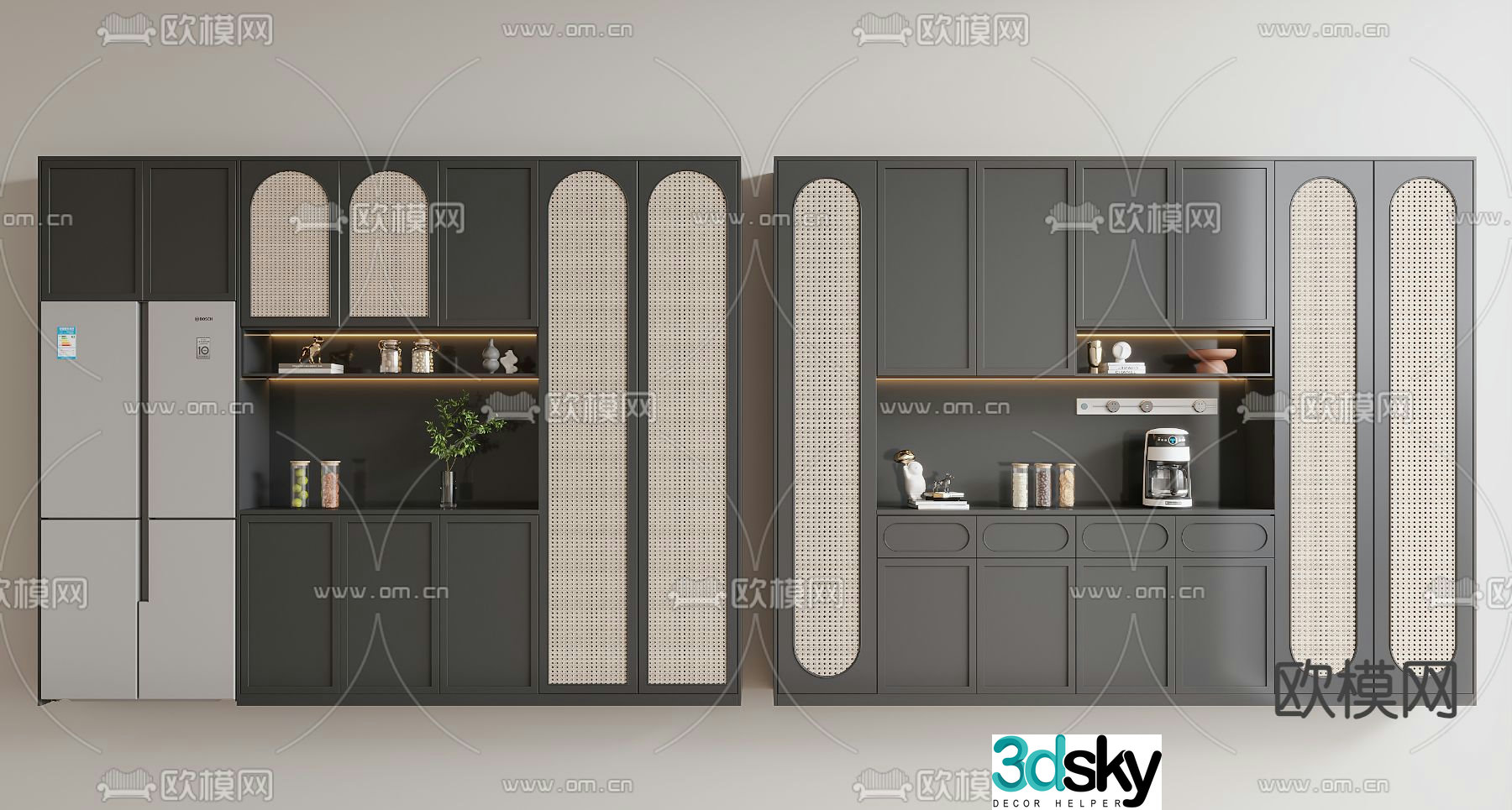 French wine cabinet sideboard 3D model