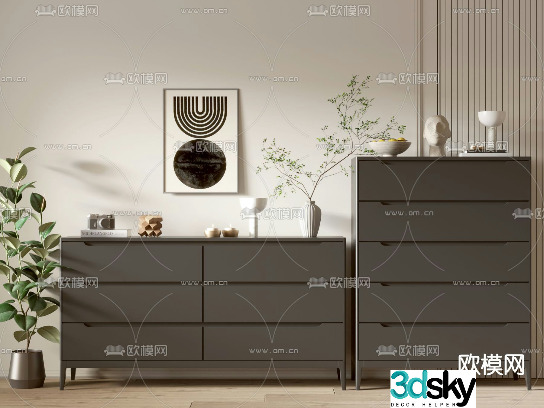 Chest of drawers six drawers 3d model