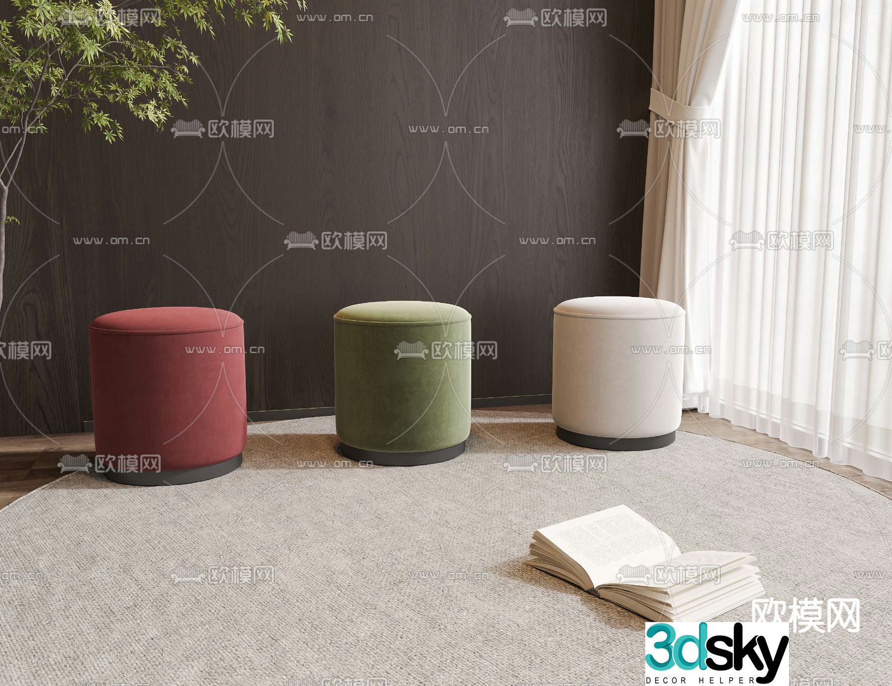 Stool low stool sofa stool dressing stool 3d model