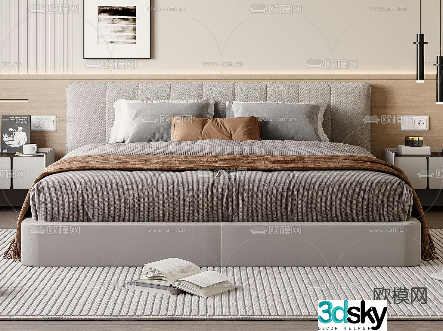 Modern double bed 3d model