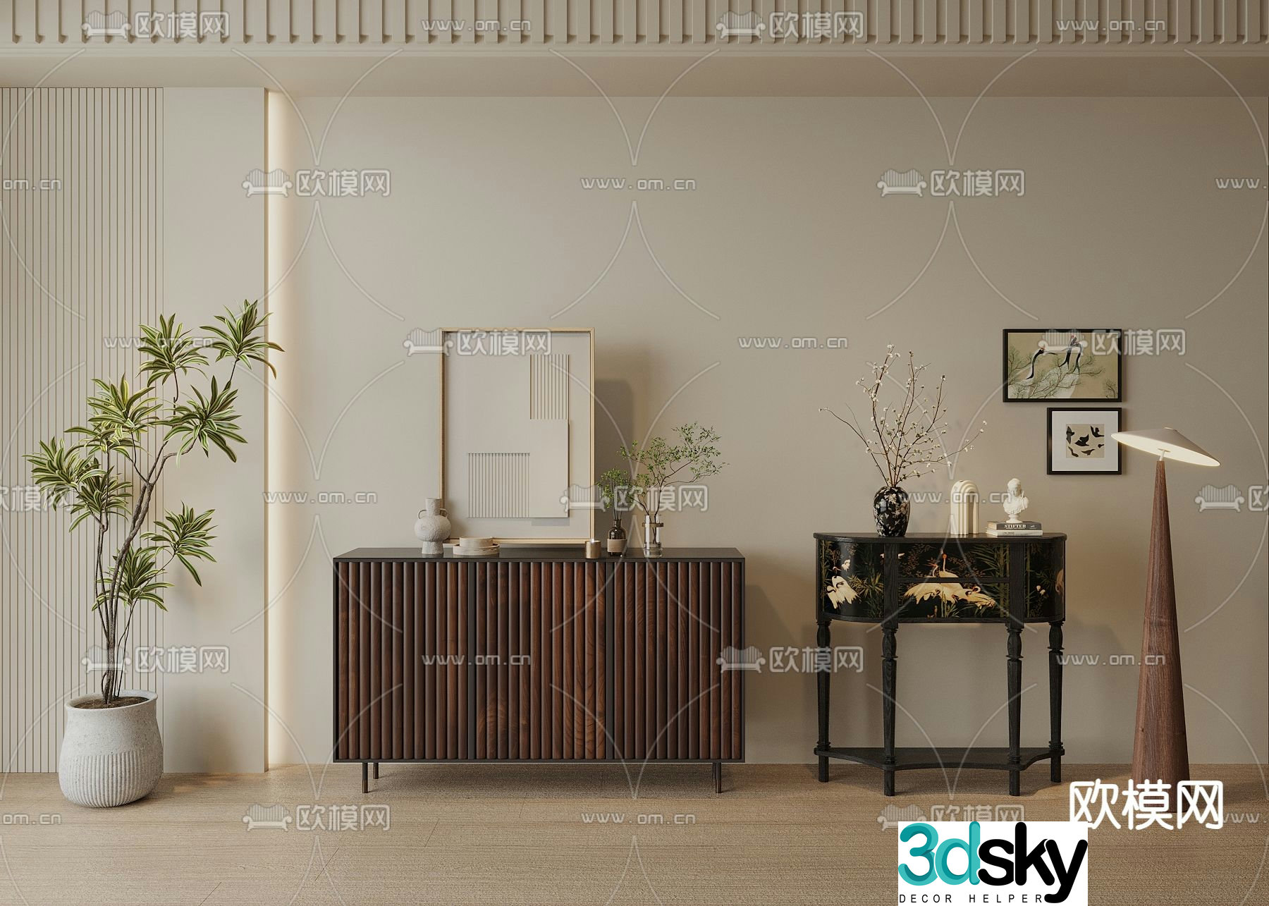Medieval style entrance cabinet Duanjing cabinet 3D model