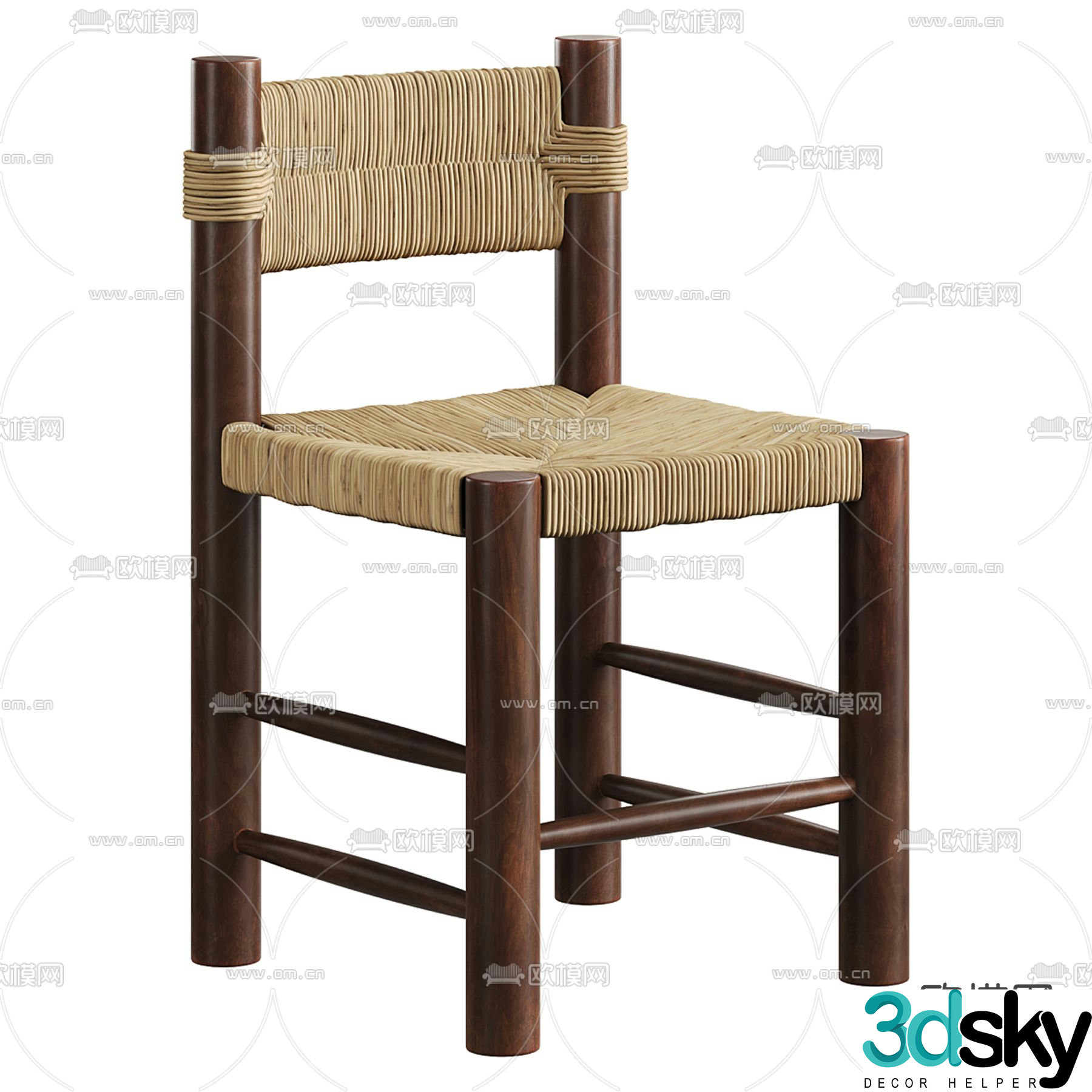 Dordogne rattan single chair 3d model