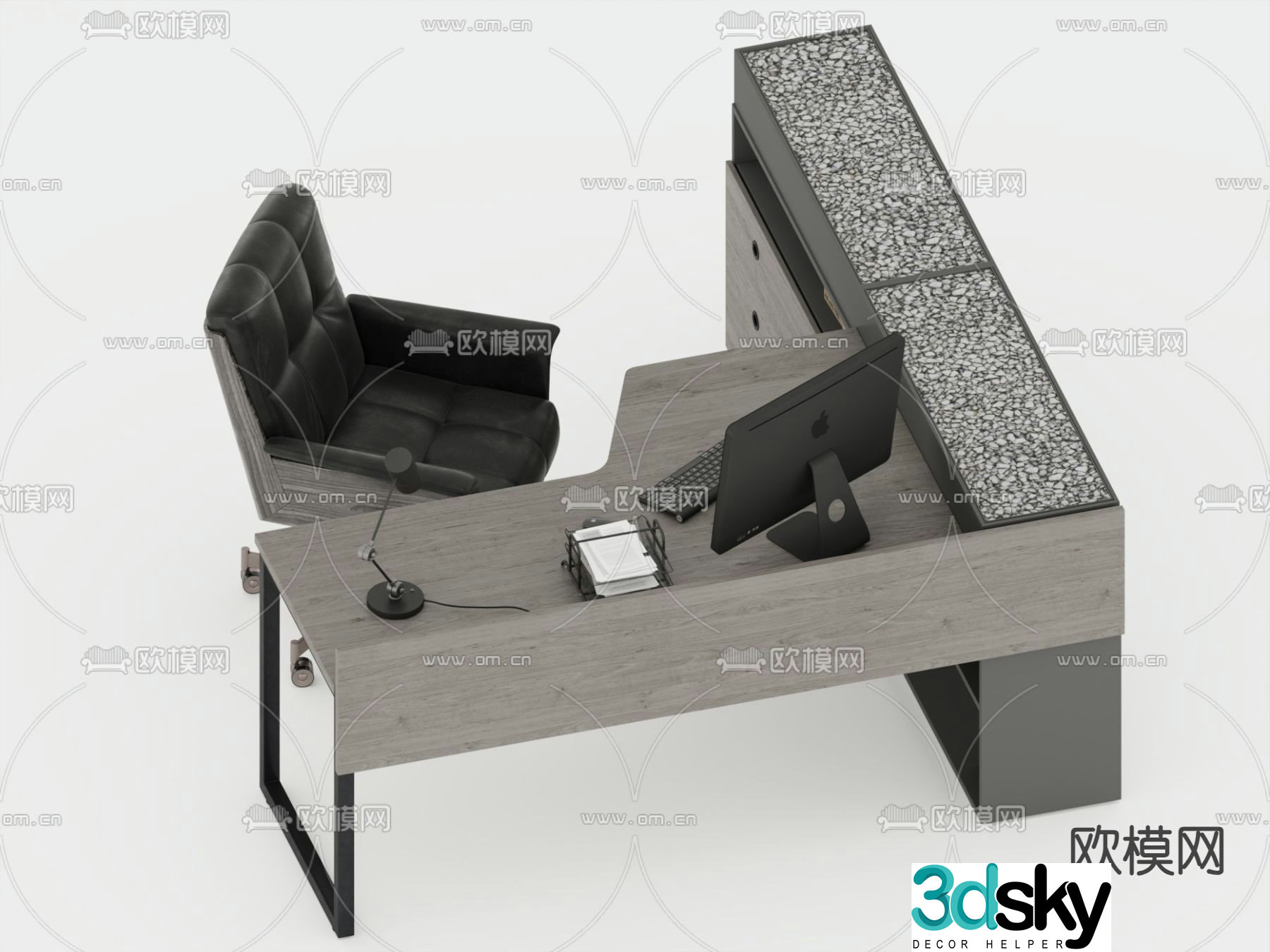 Modern office desk executive desk 3d model