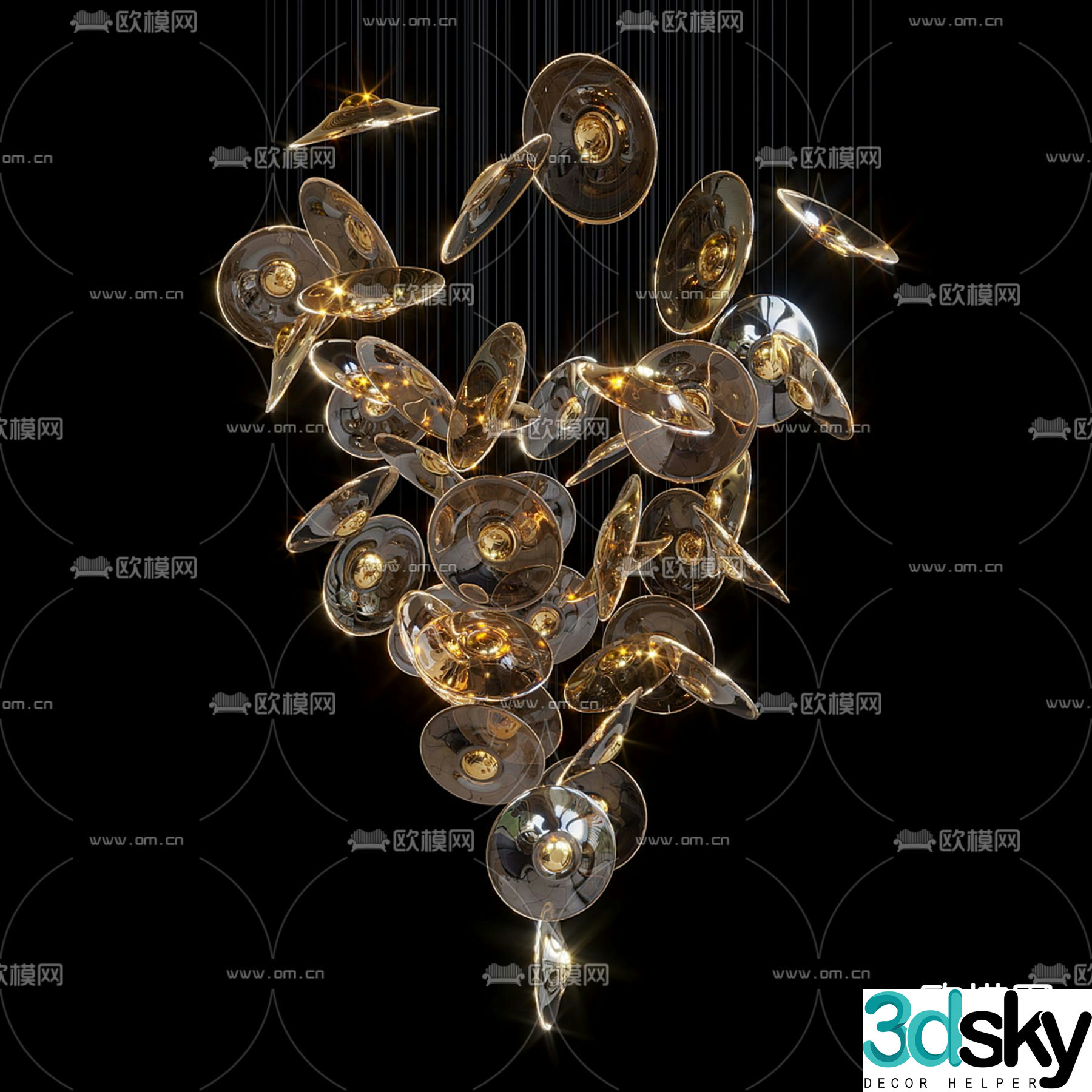 Light luxury chandelier restaurant chandelier 3d model